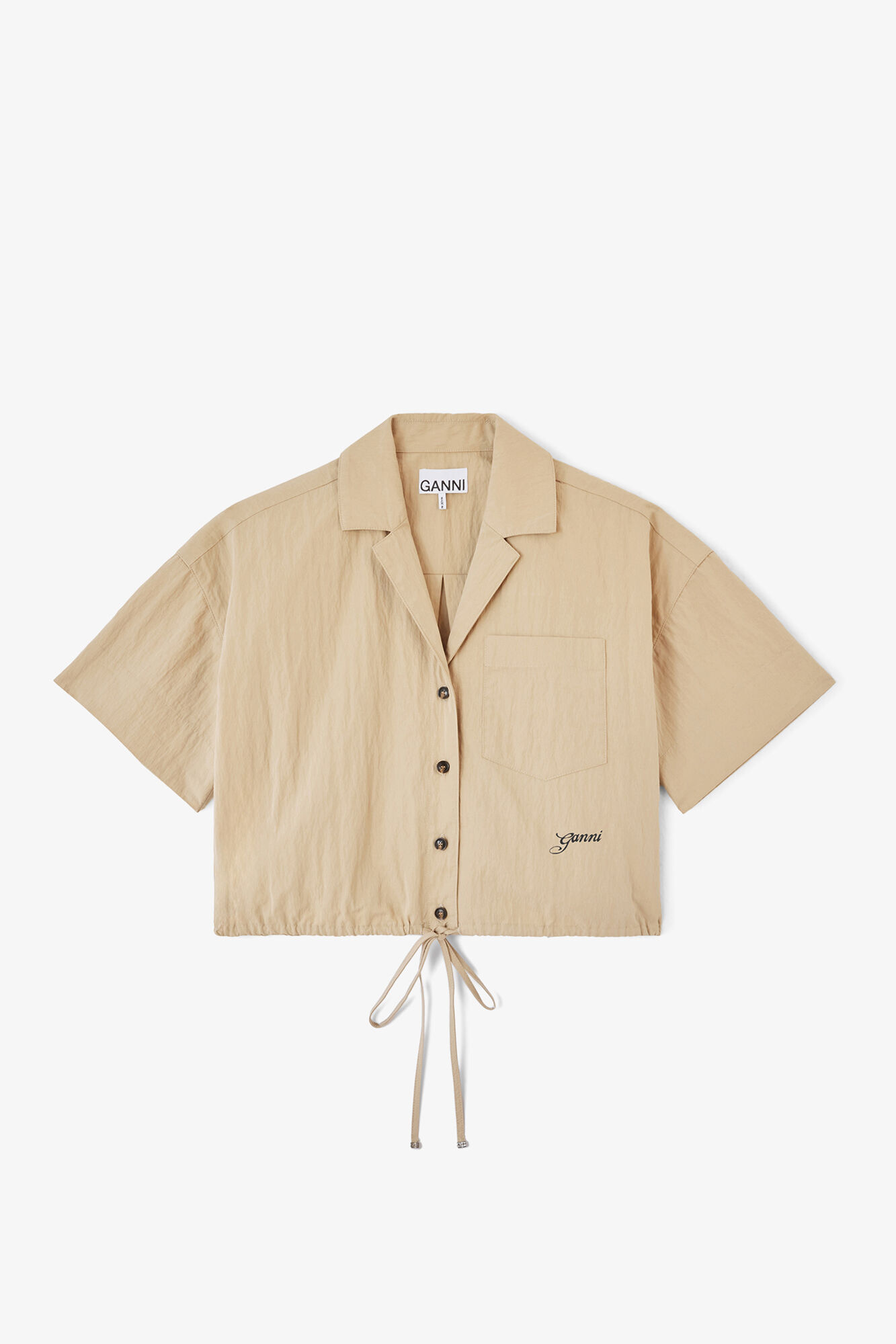 Shirt in Beige Cotton, Organic Cotton, in colour Warm Sand - 1 - GANNI