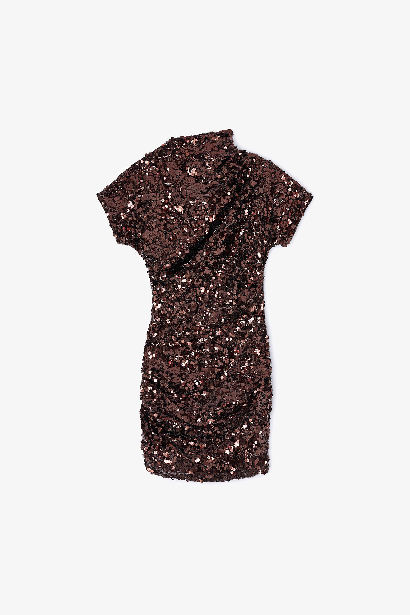 Brown Sequins Mini Dress, Recycled Polyester, in colour Demitasse - 1 - GANNI