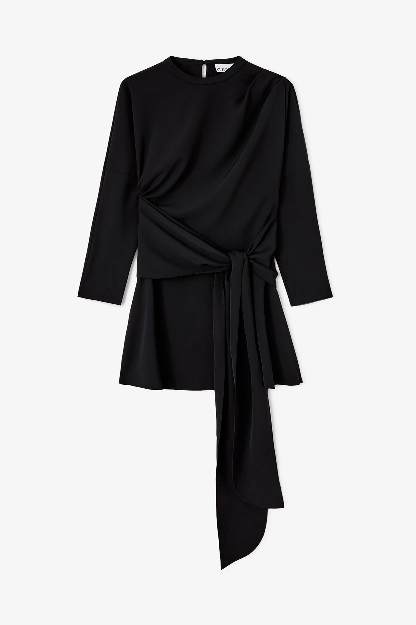 Dress in Black Crepe, Recycled Polyester, in colour Black - 1 - GANNI