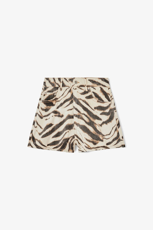 Shorts in Zebra Denim, Egret