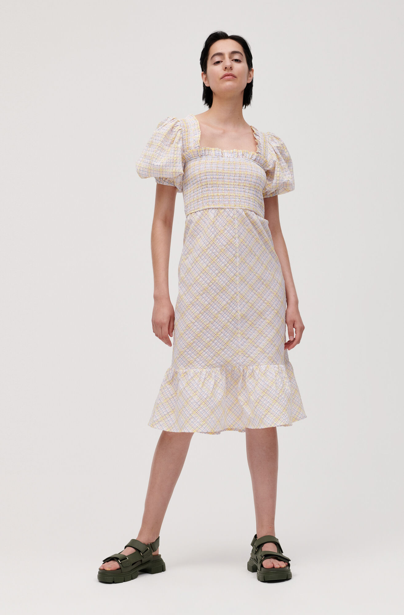 مزهرية كلام فارغ الصقيع Ganni Checkered Dress Canlarinsa Com