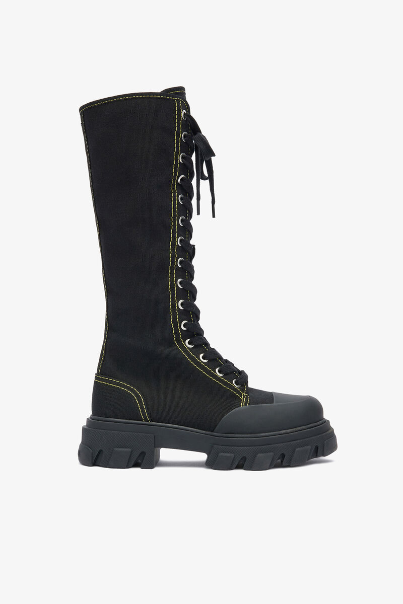 Trail Boots Tall in Black Canvas, Cotton, in colour Black - 1 - GANNI
