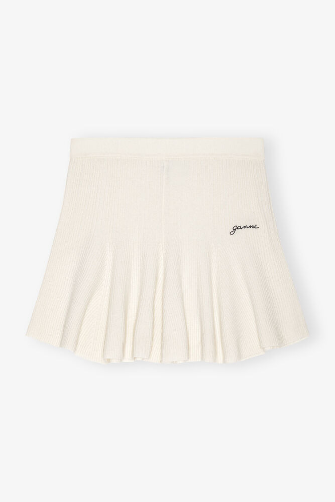 Cashmere Blend Mini Skirt, Egret