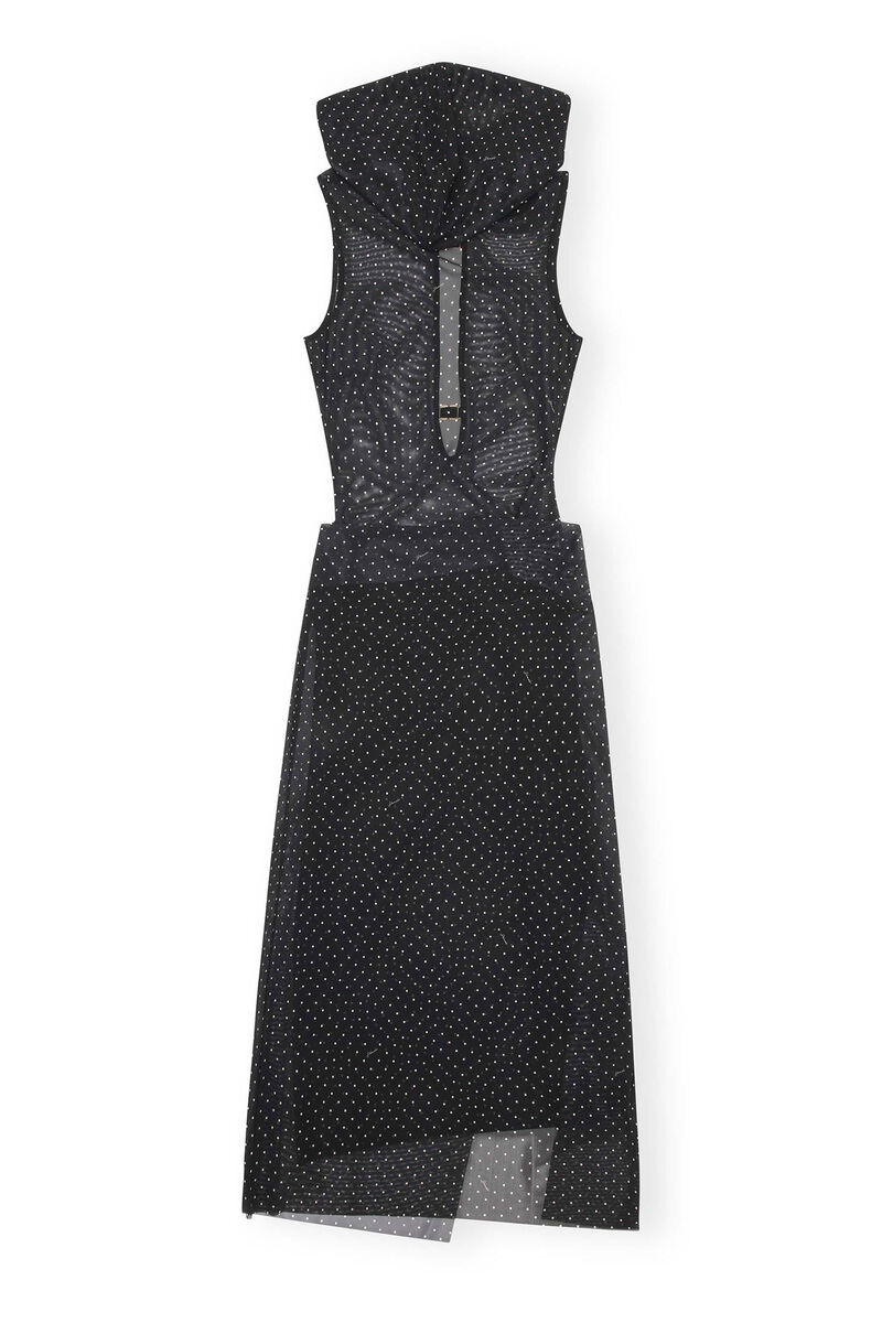 GANNI x Paloma Elsesser Printed Mesh Sleeveless Layer Dress, Recycled Nylon, in colour Black - 2 - GANNI