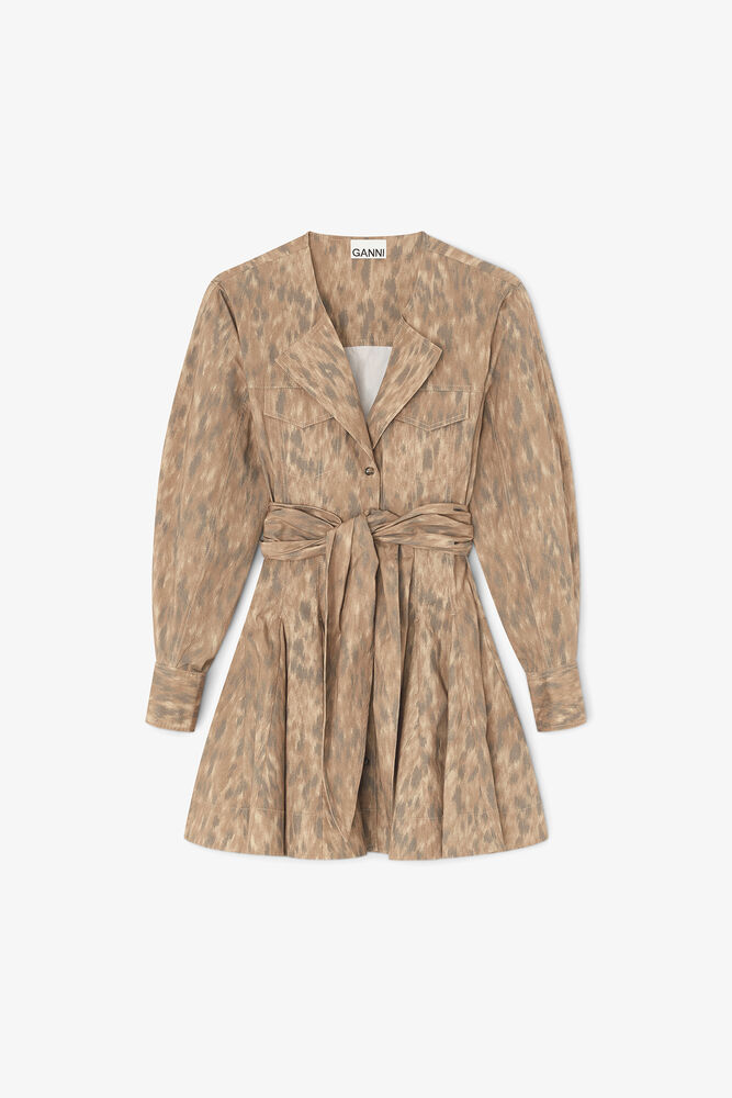 Robe chemise en coton extensible, Burro