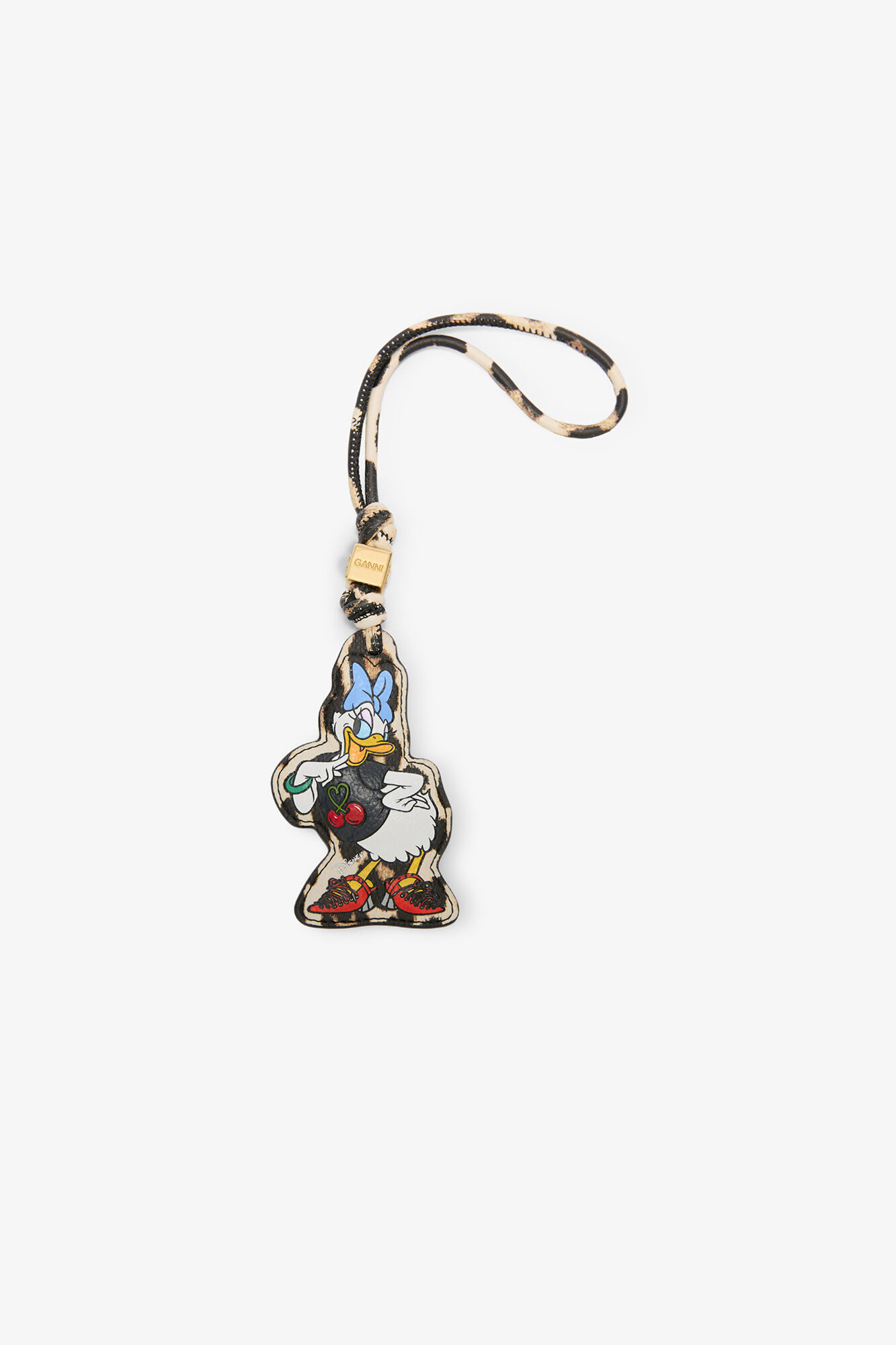 Dolly Duck-anheng med leopardm&oslash;nster, Recycled Polyester, in colour Almond Milk - 1 - GANNI