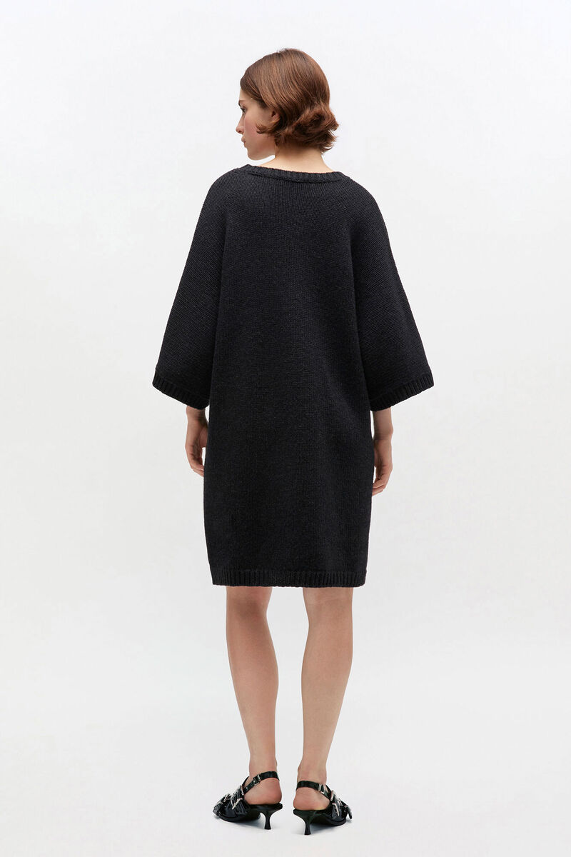 Dunkelgraues Kleid aus Wollmix, Recycled Polyamide, in colour Phantom - 2 - GANNI