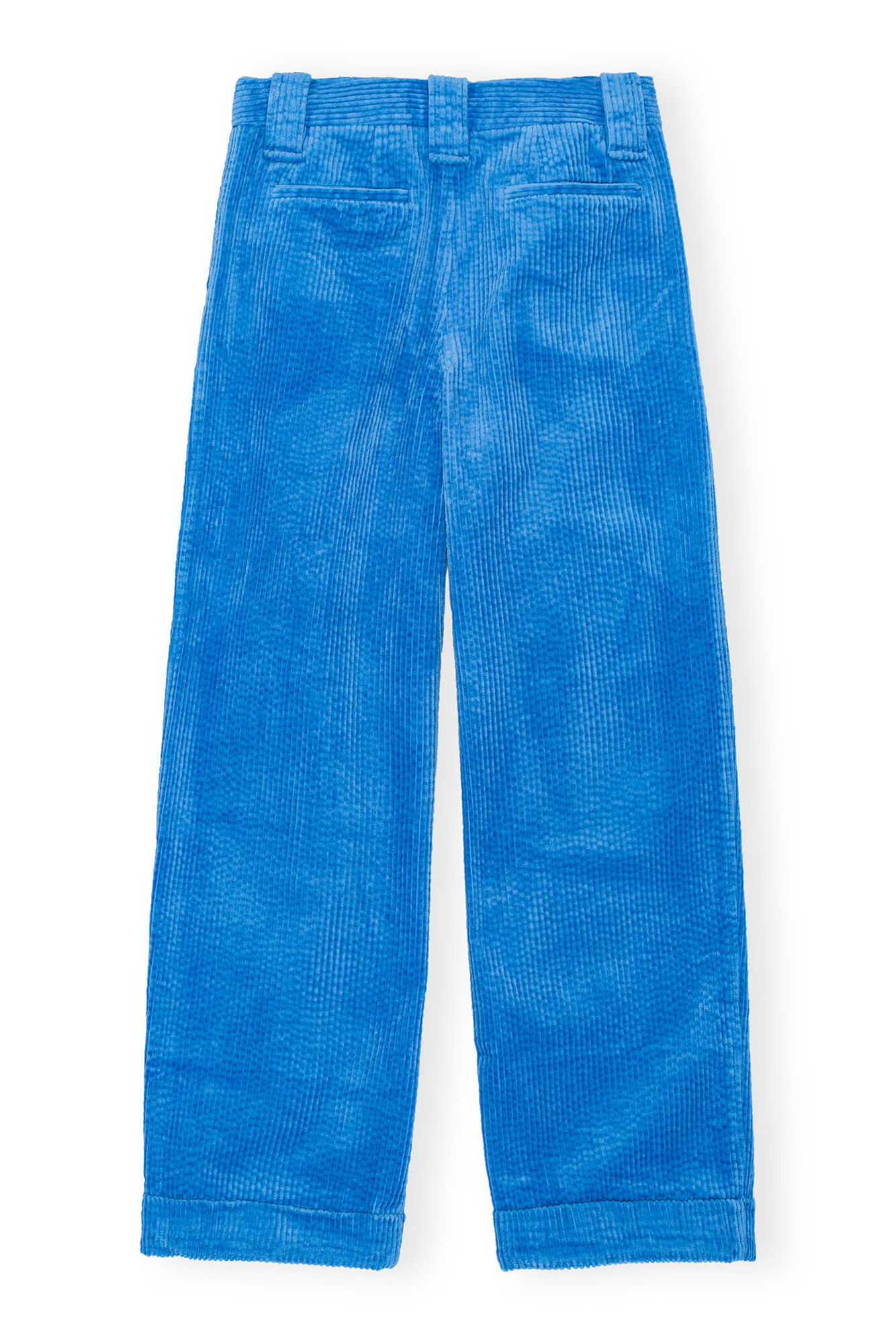 Blue Corduroy Loose Pleat Trousers, Elastane, in colour Silver Lake Blue - 2 - GANNI
