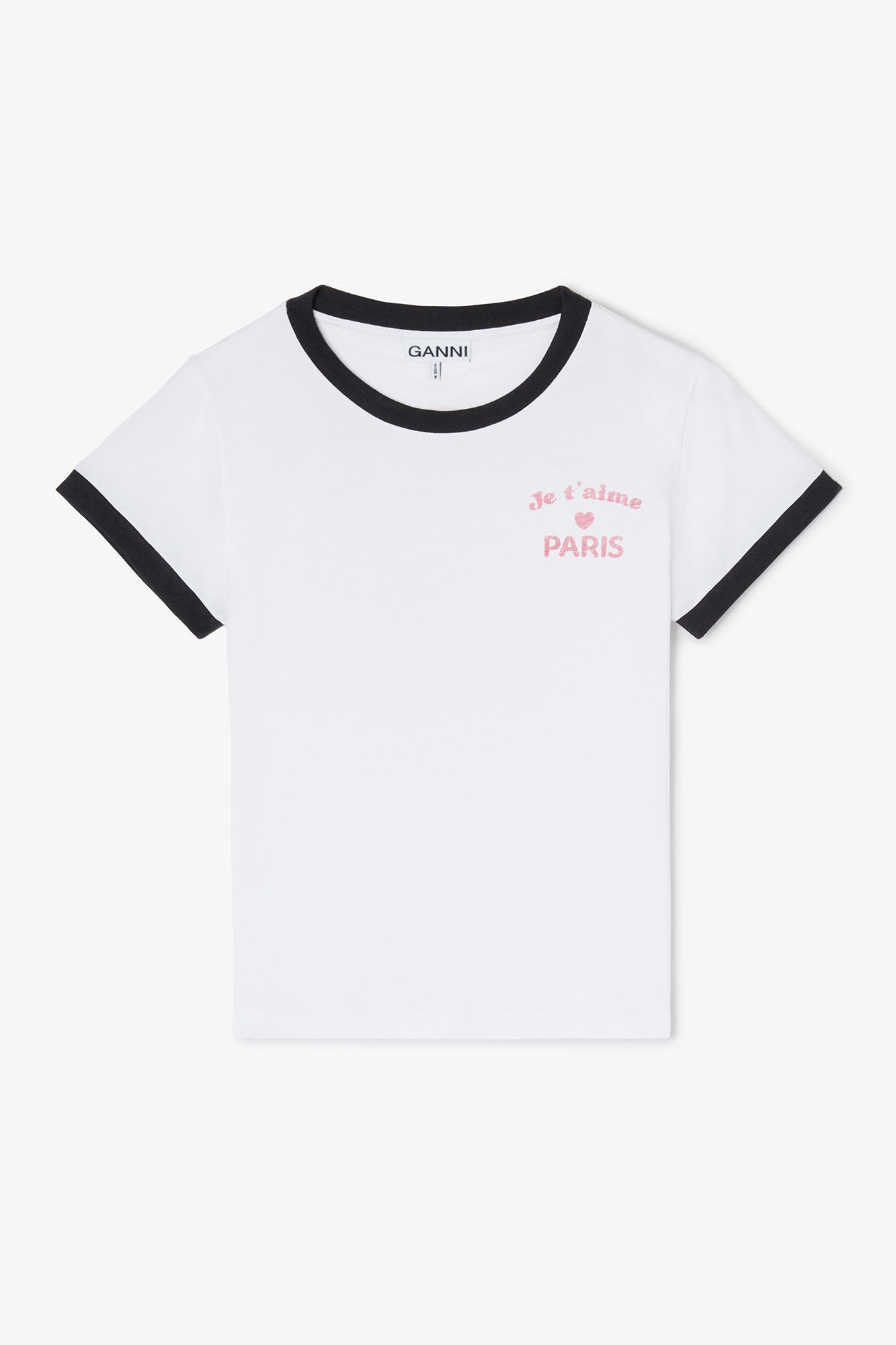 White Paris GANNI Club Baby Fit T-shirt, in colour Bright White - 1 - GANNI