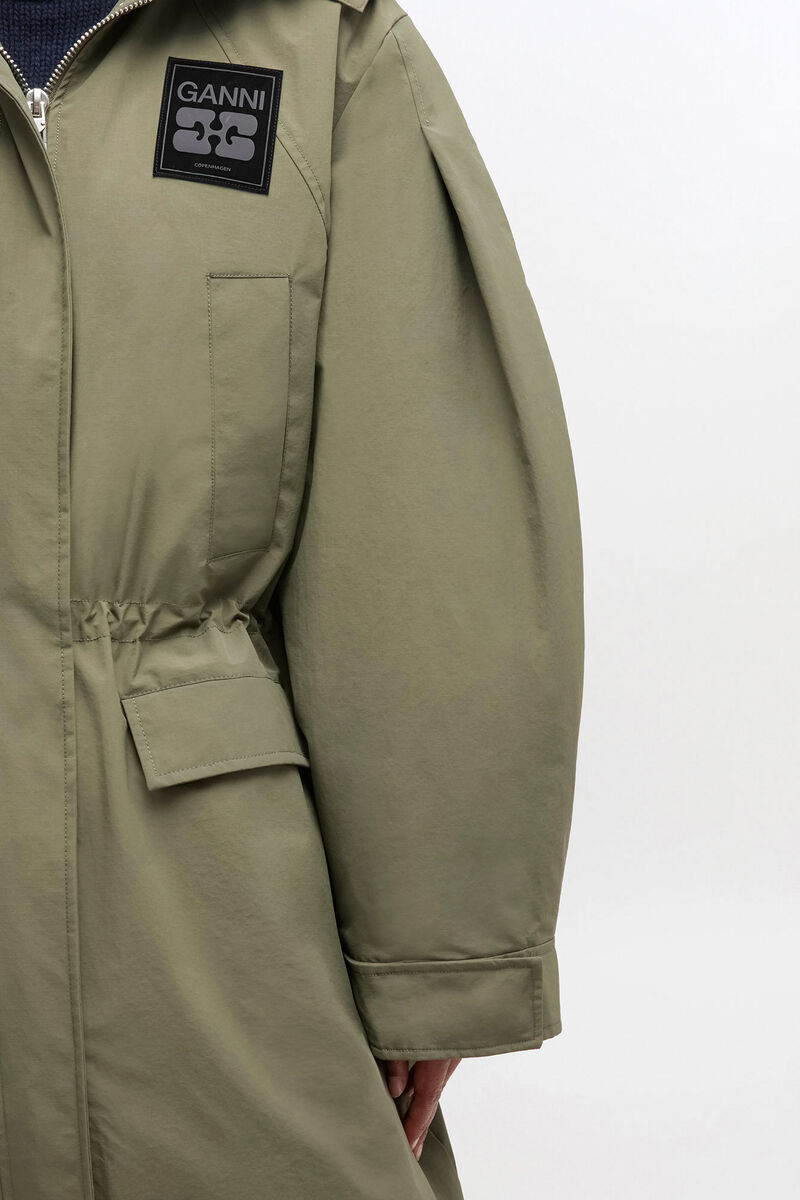 Manteau parka à trois couches vert, Nylon, in colour Kalamata - 3 - GANNI