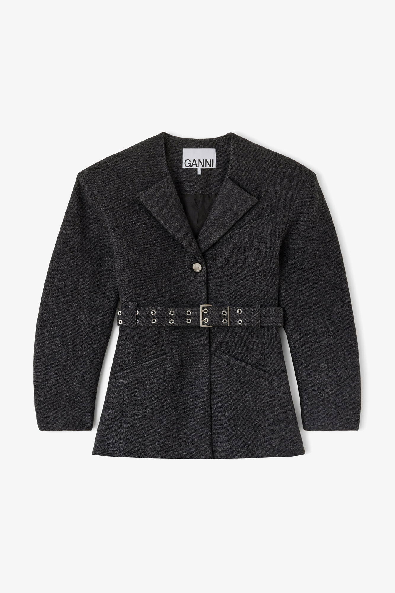 ジャケット・アウター GANNI Fluffy Wool Coat 38 Jacket in Grey Wool | GANNI