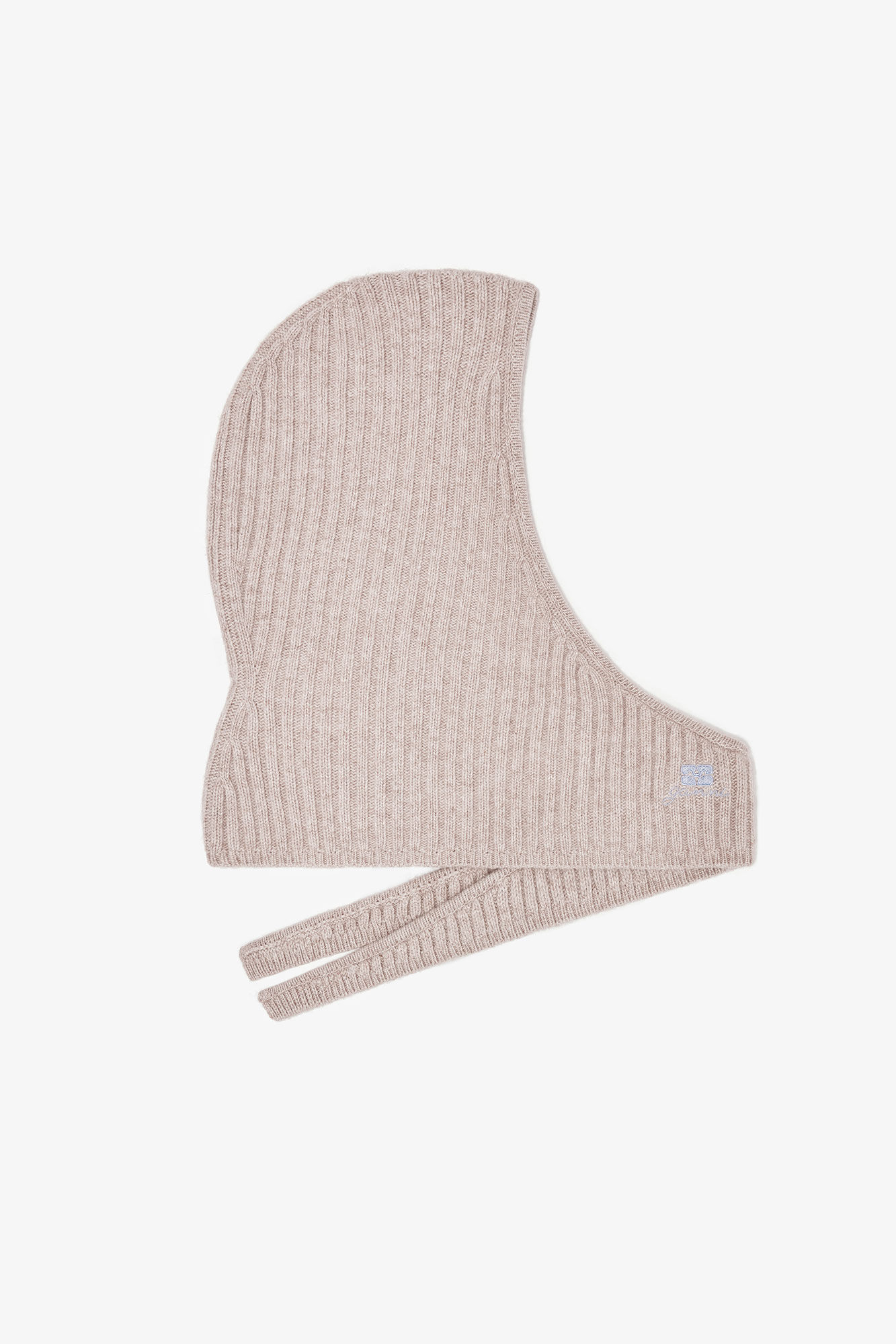 Beige Wool Mix Balaclava, Viscose, in colour Sand - 1 - GANNI
