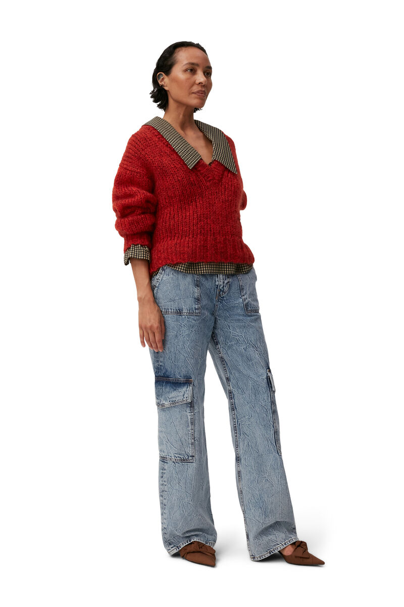 Mohair Pullover, Merino Wool, in colour Fiery Red - 5 - GANNI