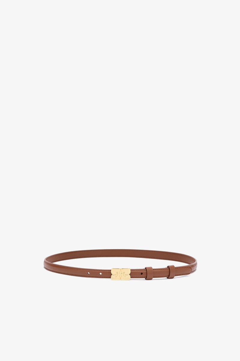 Kat tyndt b&aelig;lte i brun, Recycled Leather, in colour Sorrel Horse - 1 - GANNI