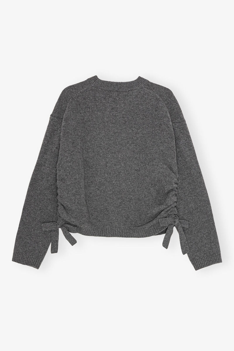 Dark Grey Mixed Wool Oversized Jumper, Recycled Wool, in colour Phantom - 2 - GANNI