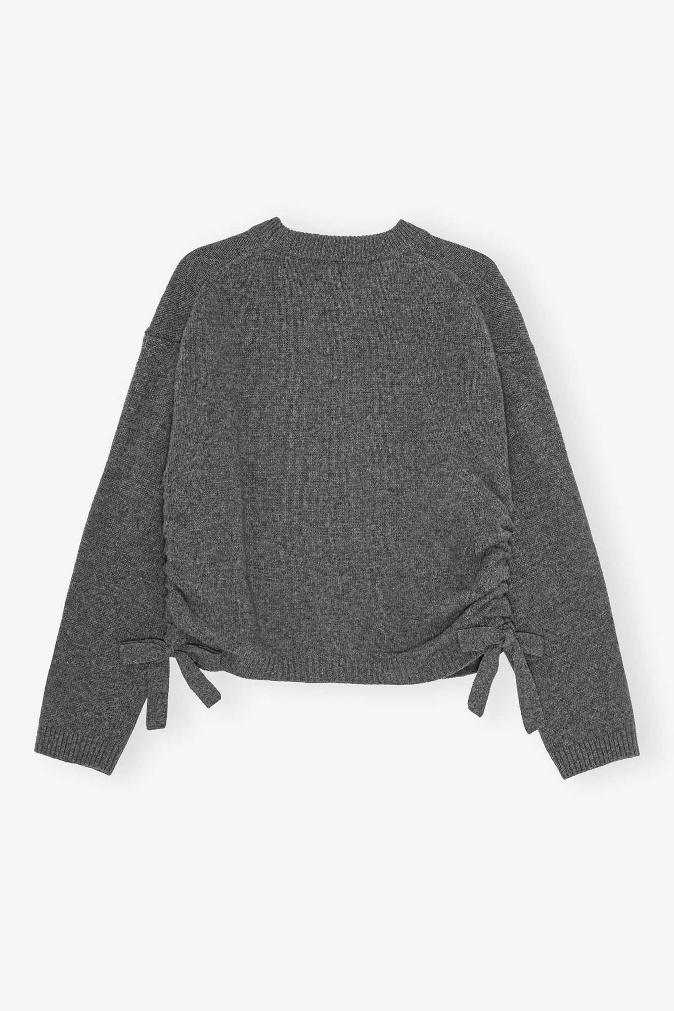 Dark Grey Mixed Wool Oversized Jumper, Recycled Wool, in colour Phantom - 2 - GANNI