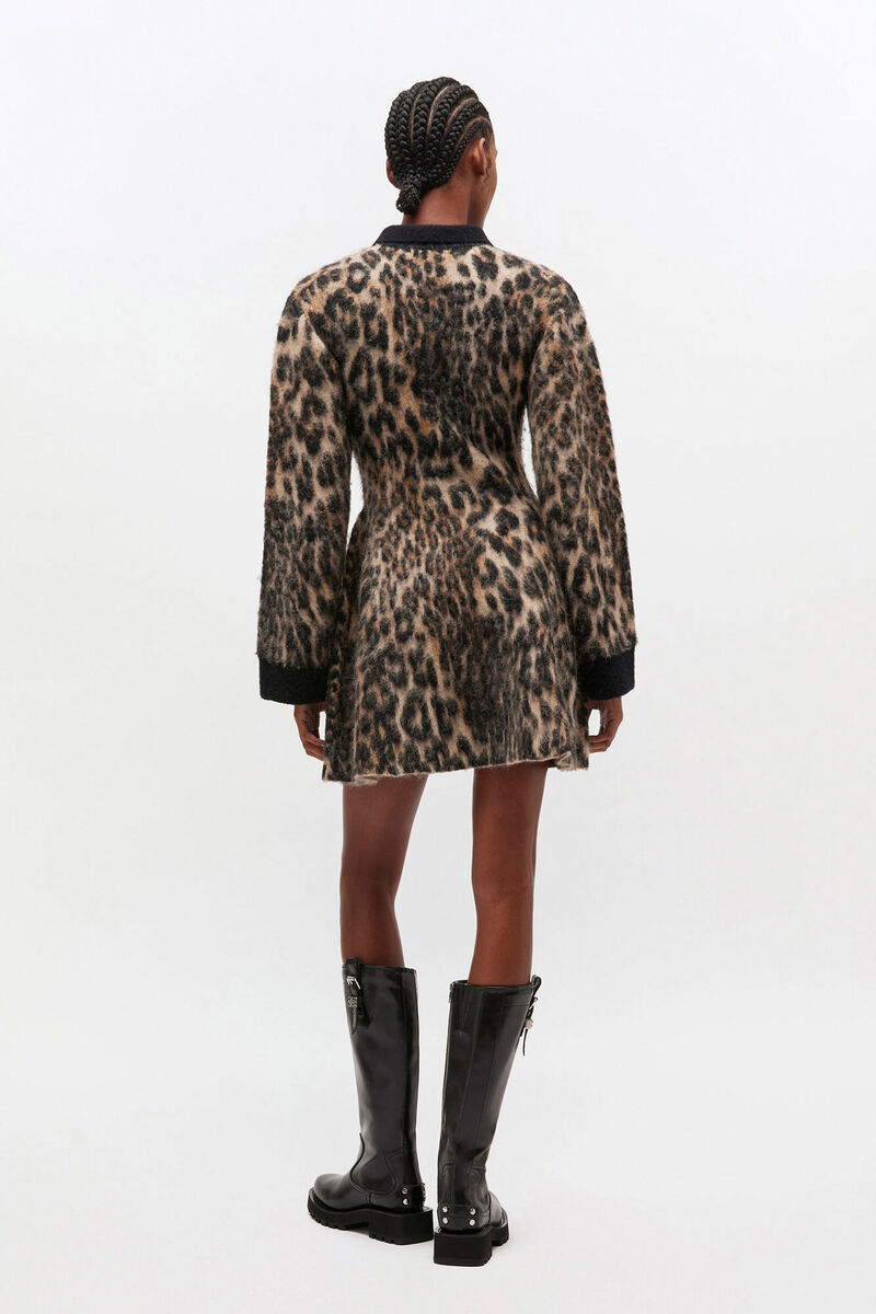 Leopard Polo Dress, in colour Leopard - 2 - GANNI