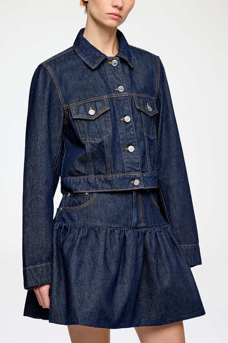 Jacket in Rinse Denim, Organic Cotton, in colour Rinse - 1 - GANNI