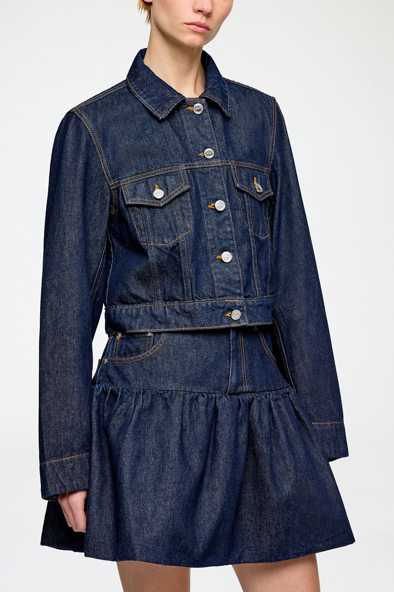 Jacket in Rinse Denim, Organic Cotton, in colour Rinse - 1 - GANNI
