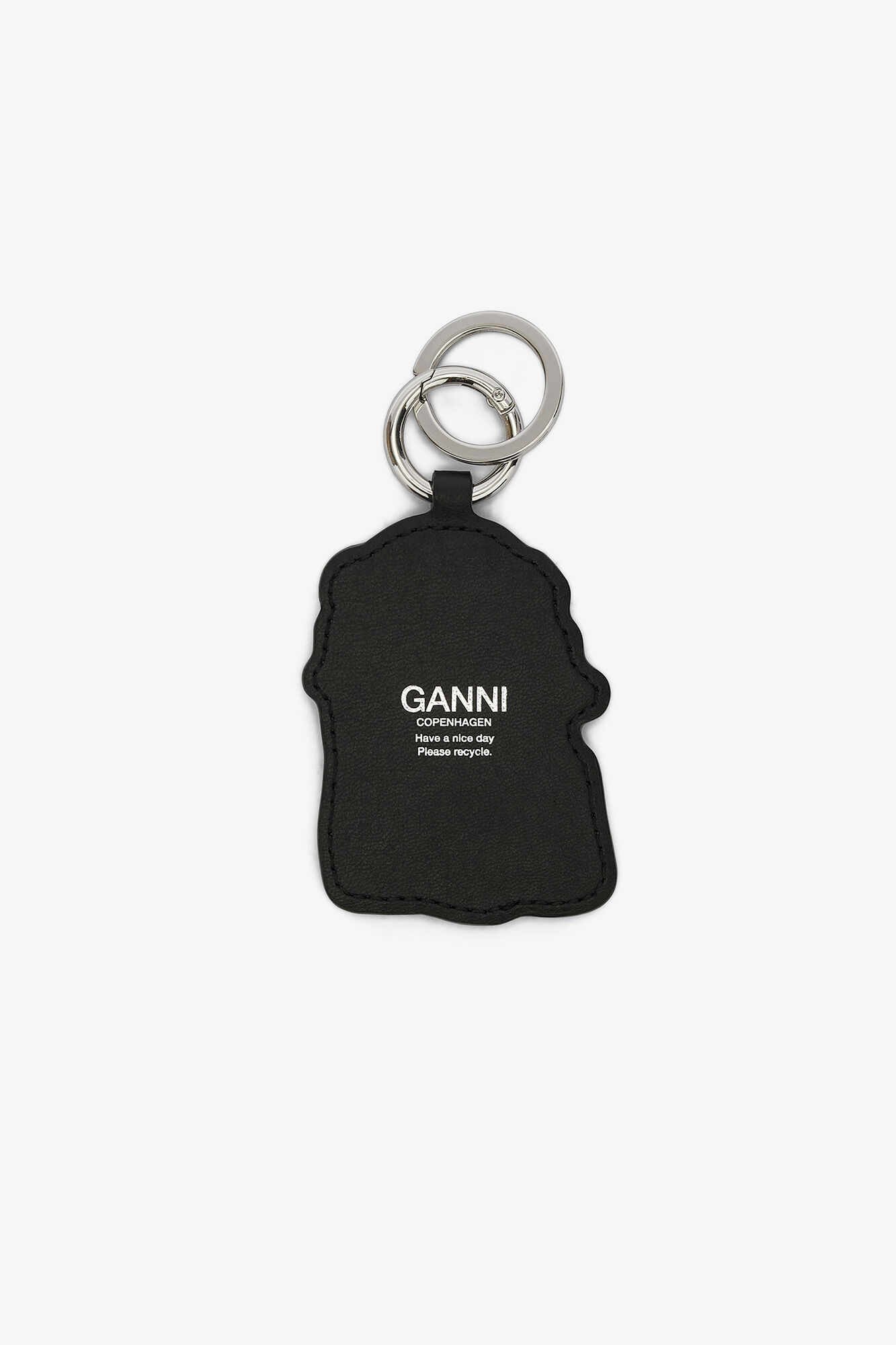 Joy Dog Bow Keyring, Recycled Leather, in colour Black - 2 - GANNI