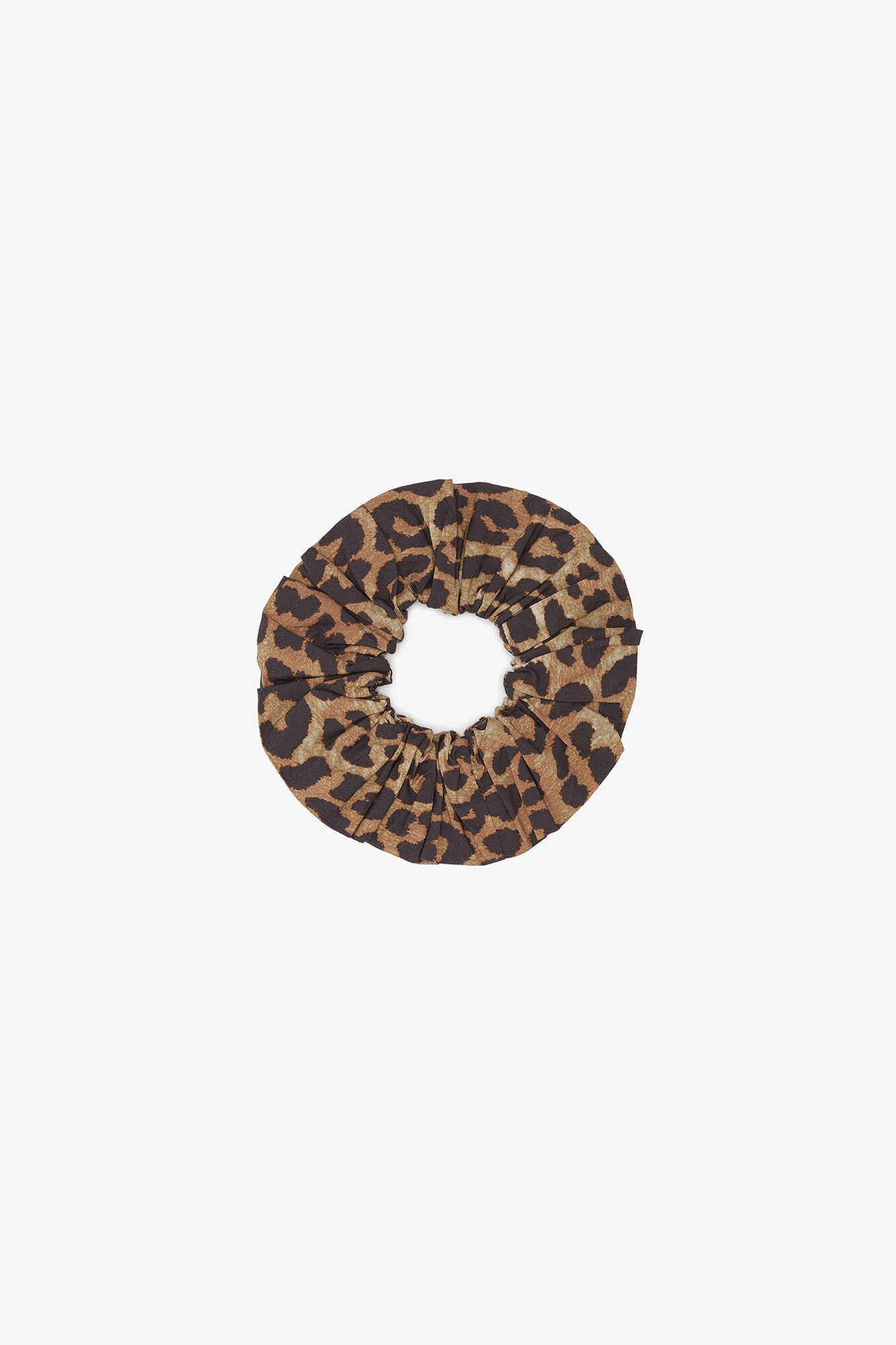 Leopard Cotton Scrunchie, Organic Cotton, in colour Leopard - 1 - GANNI