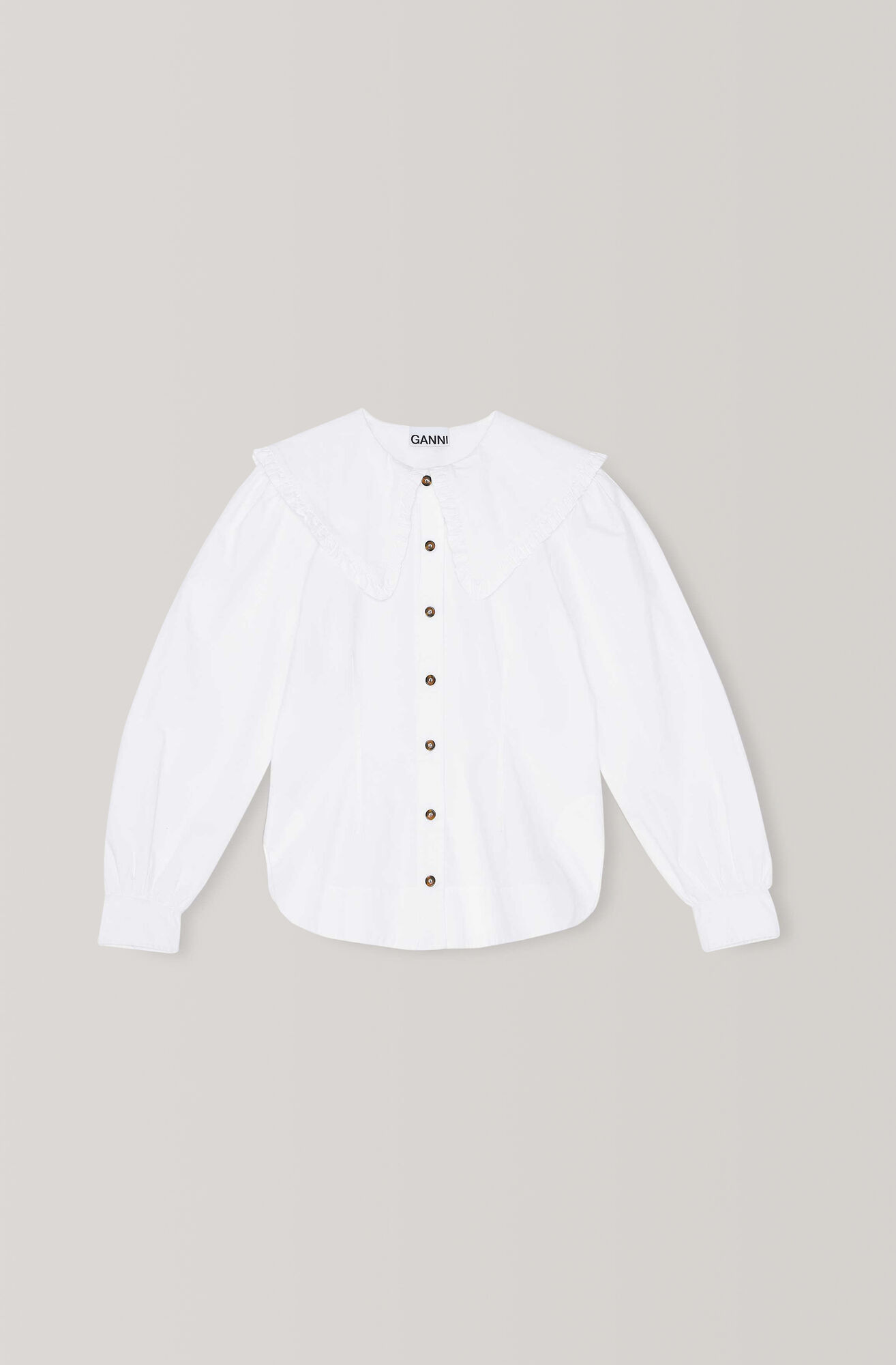 Cotton Poplin Shirt, Cotton, in colour Bright White - 1 - GANNI