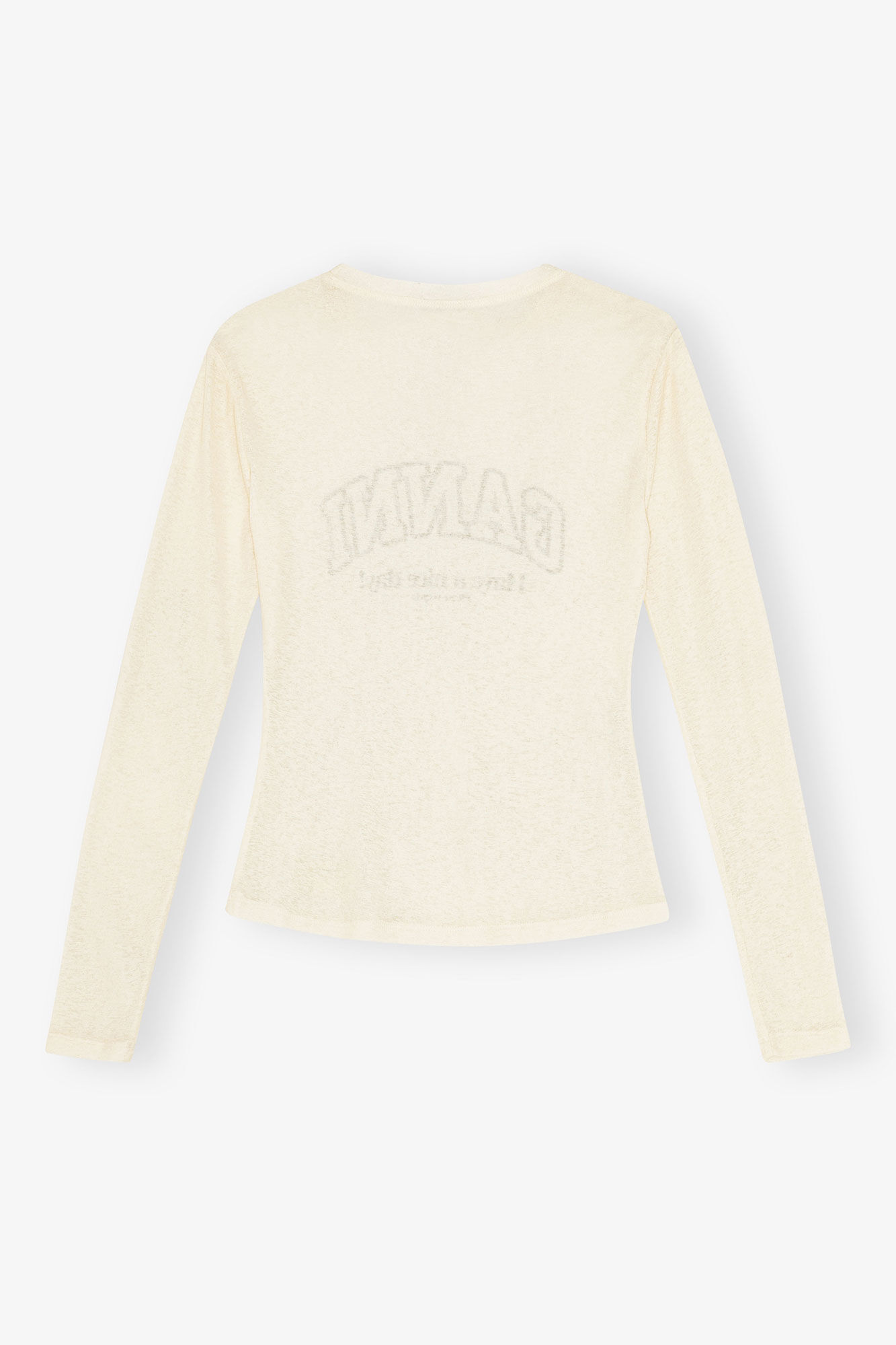 Printed Marl Mesh Long Sleeve Top, Recycled Polyester, in colour Egret - 2 - GANNI