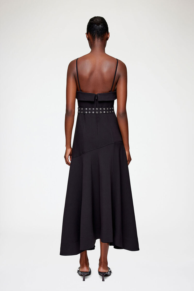 Dress in Black Twill Suiting, Elastane, in colour Black - 3 - GANNI