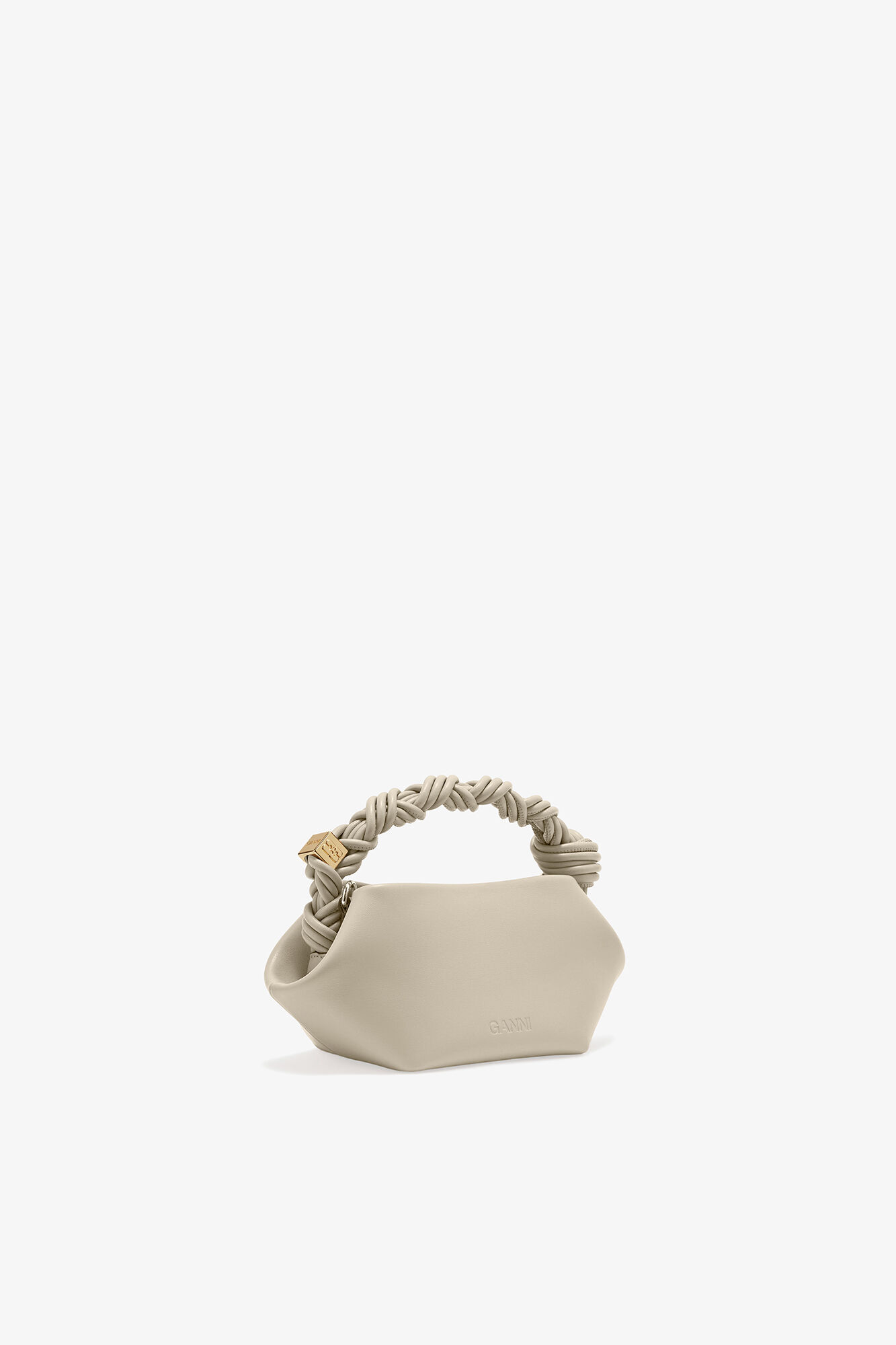 Light Grey Mini Bou Bag, Recycled Leather, in colour Oyster Gray - 2 - GANNI
