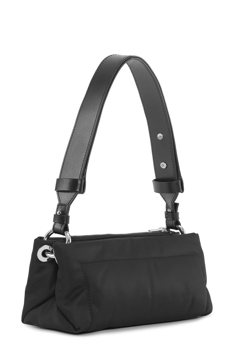 Gepolsterte Baguette-Tasche, Recycled Leather, in colour Black - 2 - GANNI