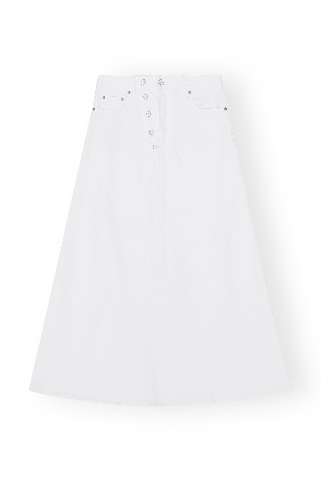 Bright White White Denim Double Fly Maxi Skirt | GANNI US