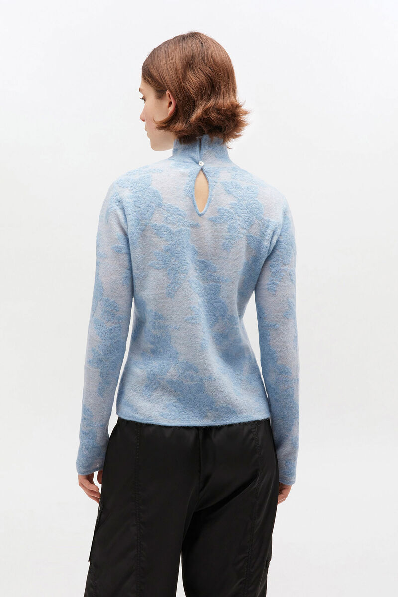 Col roulé bleu transparent, Alpaca, in colour Blissful Blue - 3 - GANNI