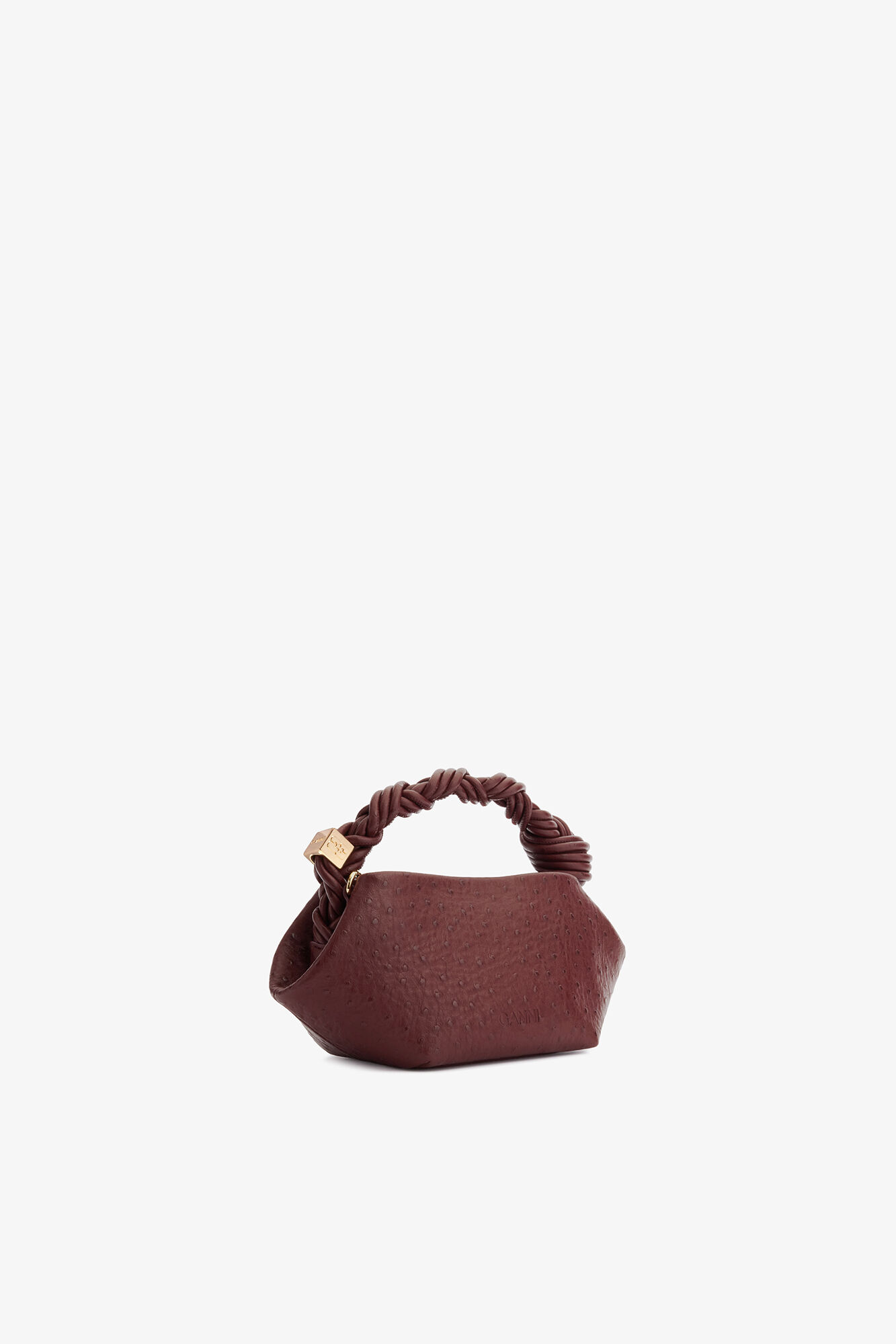Mini Bou Bag in Red Ostrich, Recycled Polyester, in colour Brick Red - 2 - GANNI