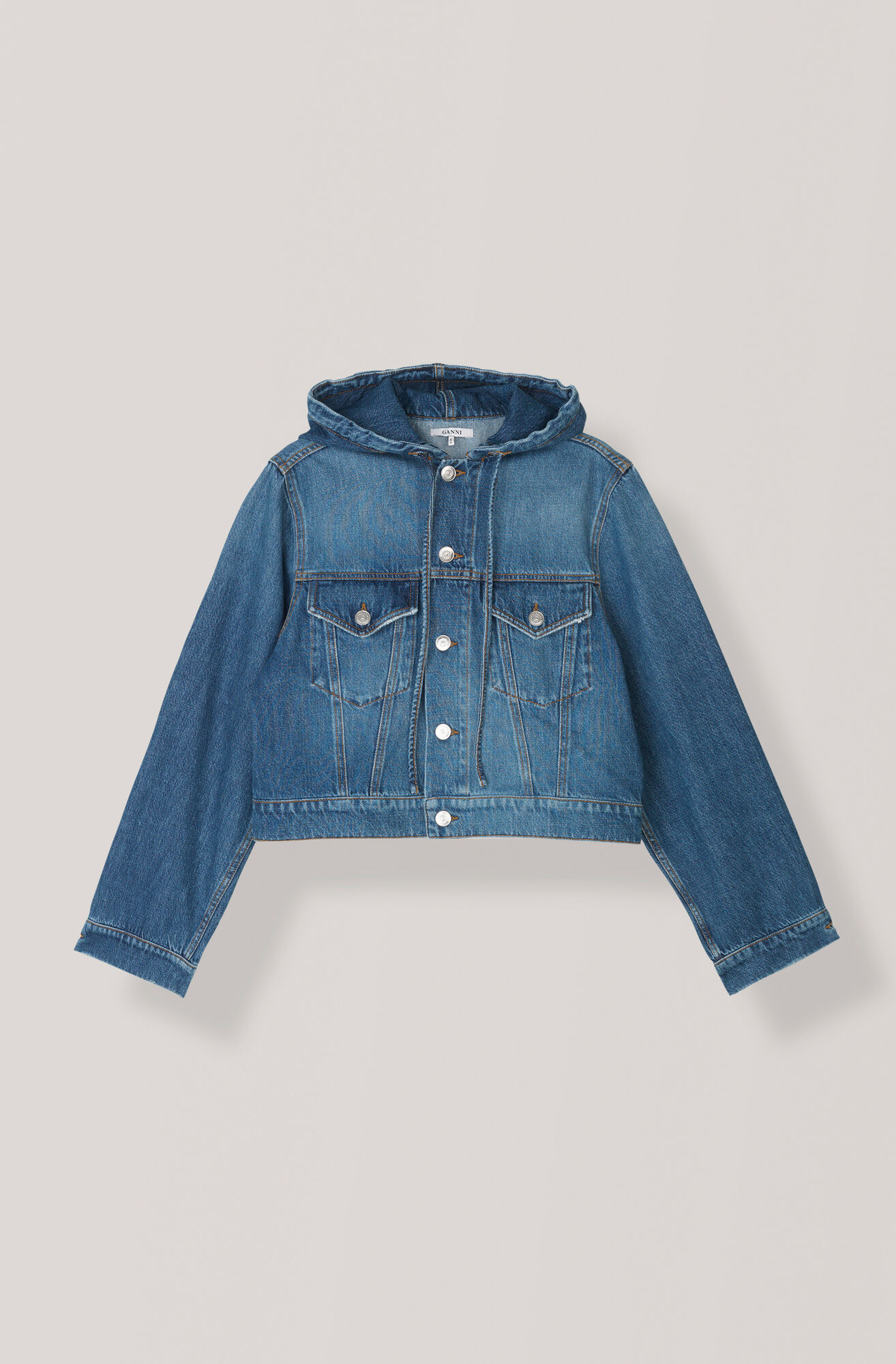 Denim Hooded Jacket, Medium Dark Denim Denim Hooded Jacket, Medium Dark Denim, hi-res