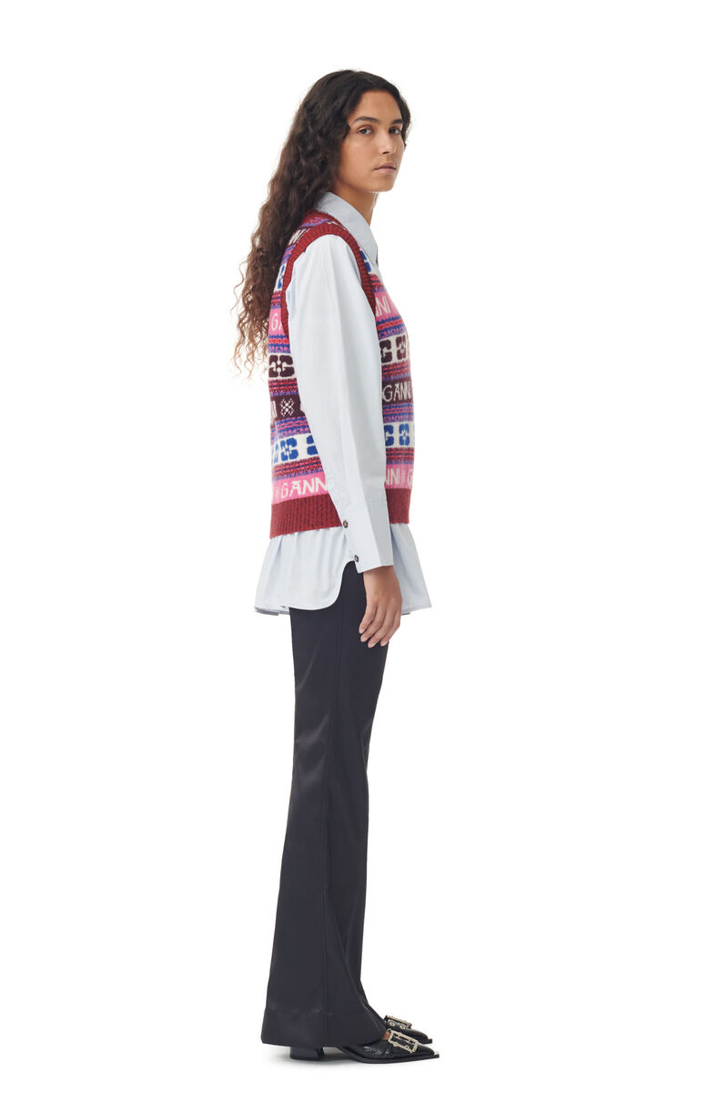 Pink Logo Wool Mix Vest, Recycled Polyamide, in colour Multicolour - 3 - GANNI