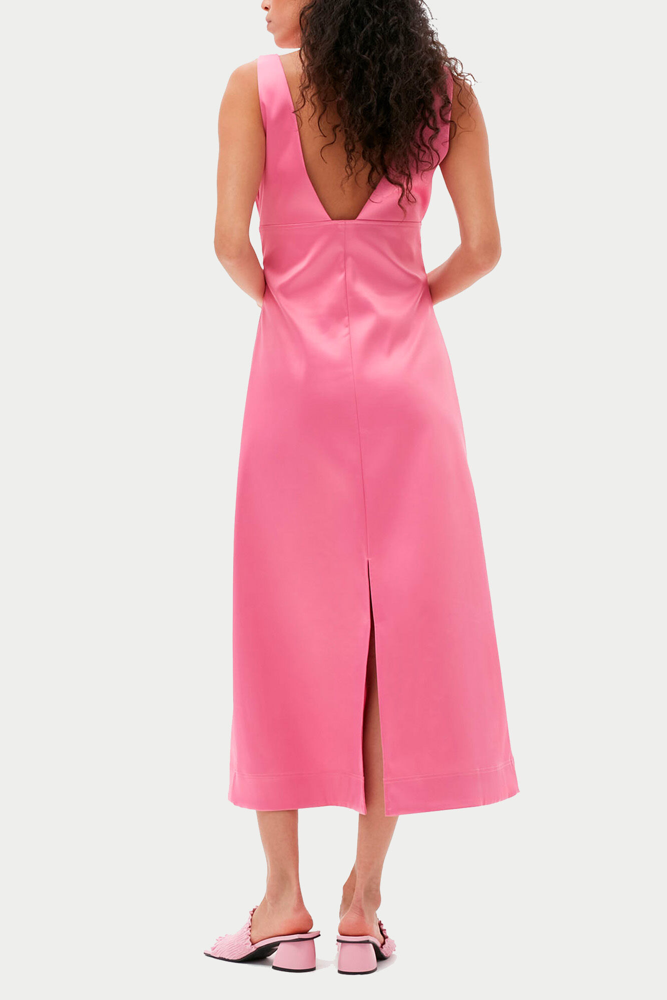 Double Satin Halter-Neck Dress, Recycled Polyester, in colour Wild Orchid - 2 - GANNI