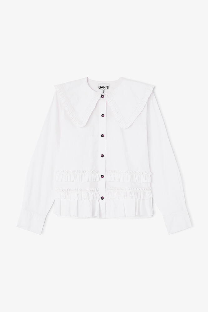 Stretch Cotton Ruffle Shirt, Snow White