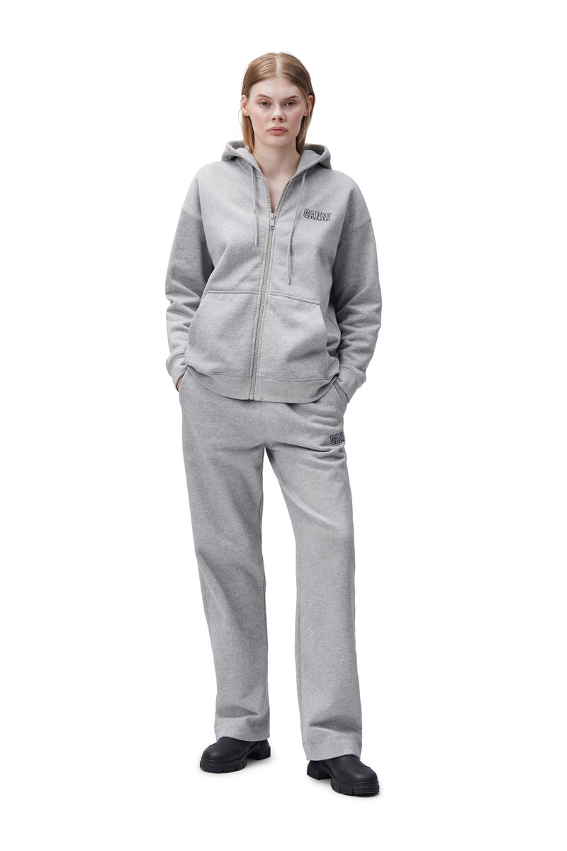 Sweat-shirt zippé oversize, Organic Cotton, in colour Paloma Melange - 1 - GANNI