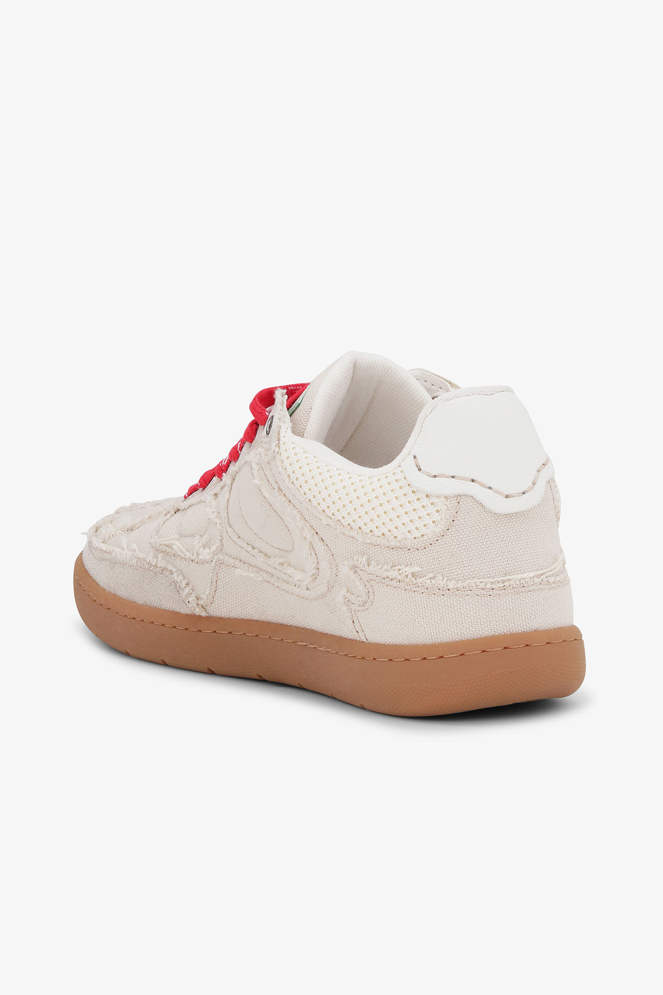 08 Canvas Raw Edge Sneakers, Recycled Polyester, in colour Parchement - 3 - GANNI