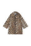 Leopard Jacket, Hemp, in colour Big Leopard Almond Milk - 1 - GANNI