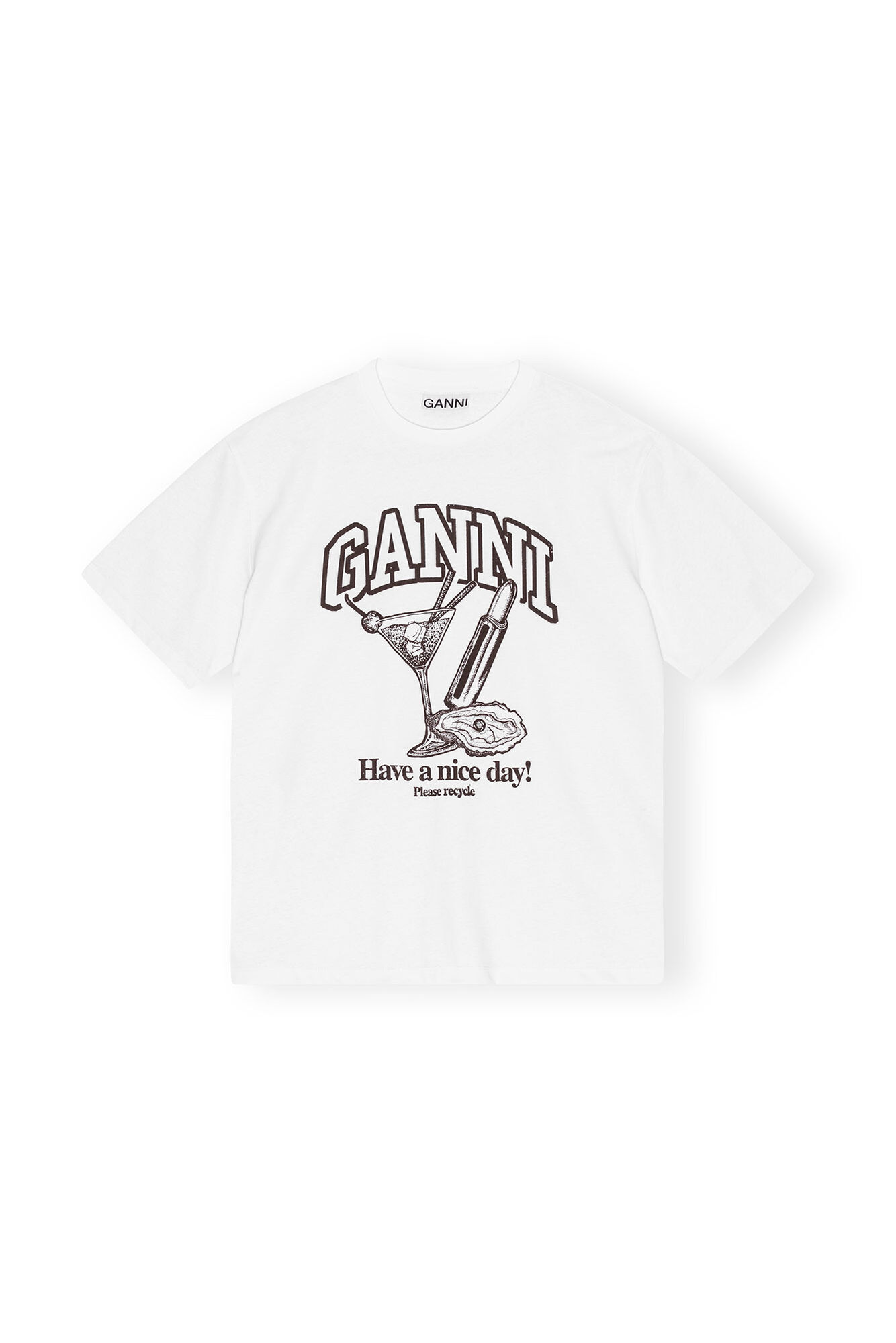 Future White Relaxed Cocktail T-shirt, Organic Cotton, in colour Bright White - 1 - GANNI