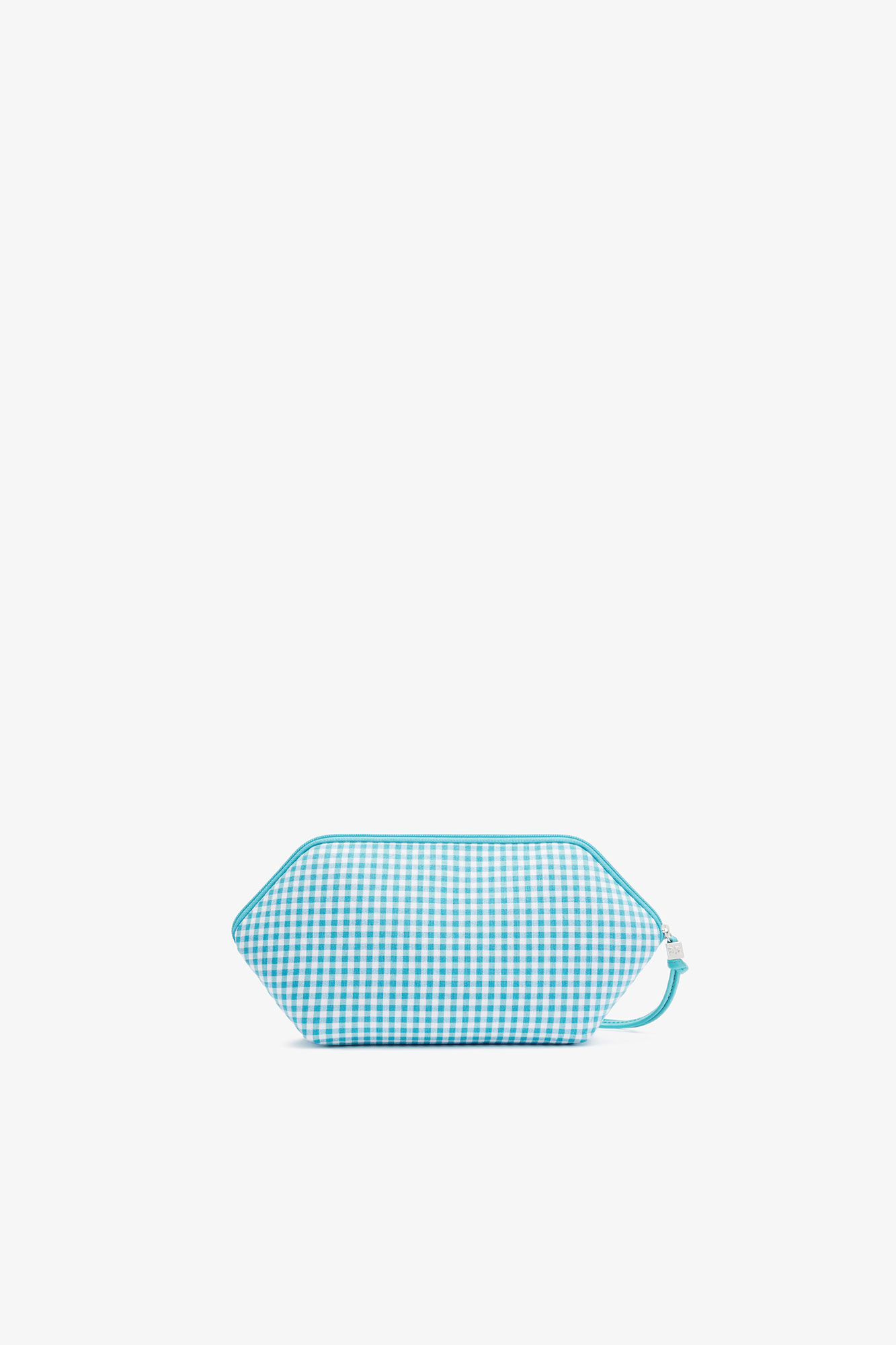 Bikini Pouch in Blue Check, Recycled Polyester, in colour Blue Curacao - 2 - GANNI