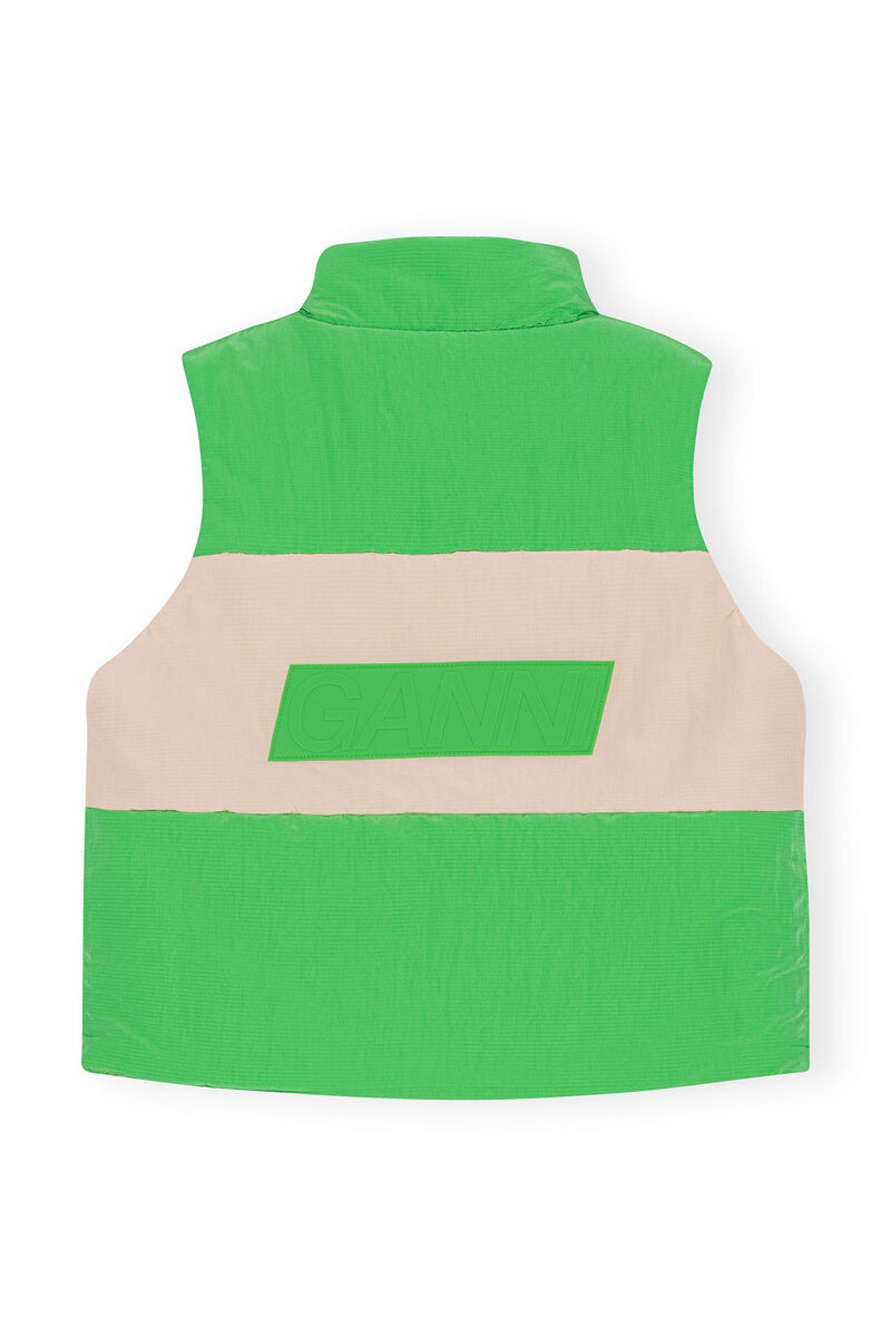 Light Tech Puffer Reversible Vest, Nylon, in colour Classic Green - 2 - GANNI