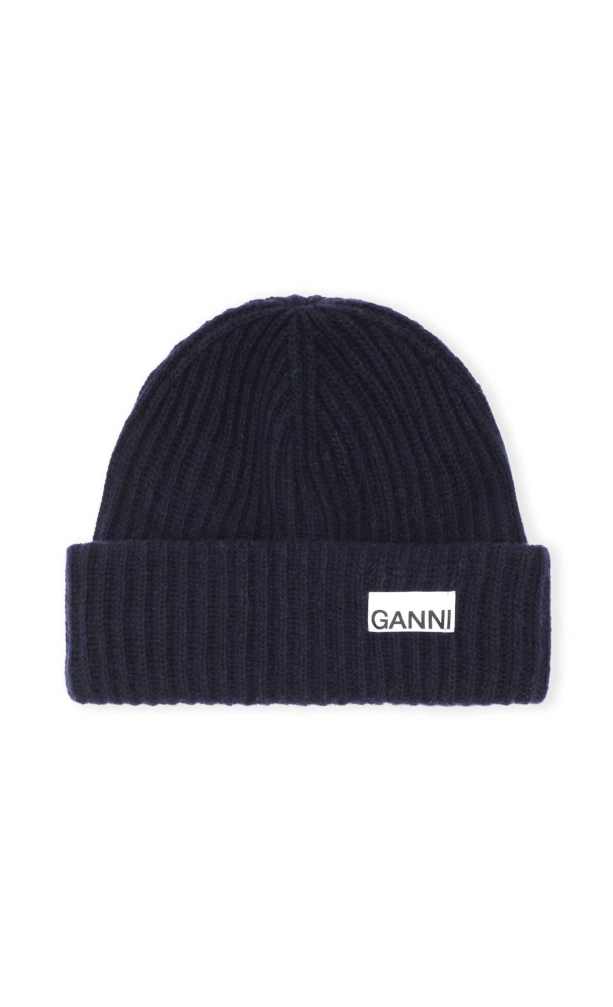 Beanie aus recycelter Wolle, Polyamide, in colour Sky Captain - 1 - GANNI