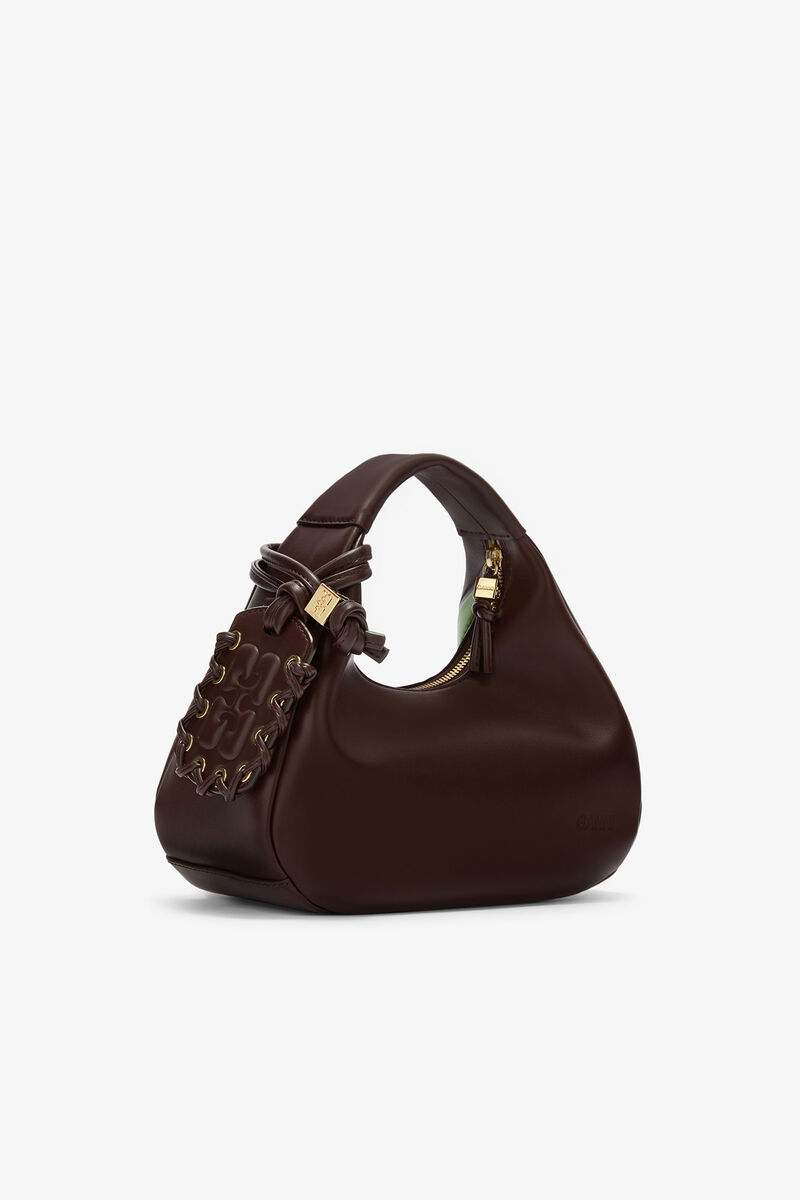 Daisy Duck Mini Hobo Bag in Brown, Recycled Leather, in colour Seal Brown - 2 - GANNI