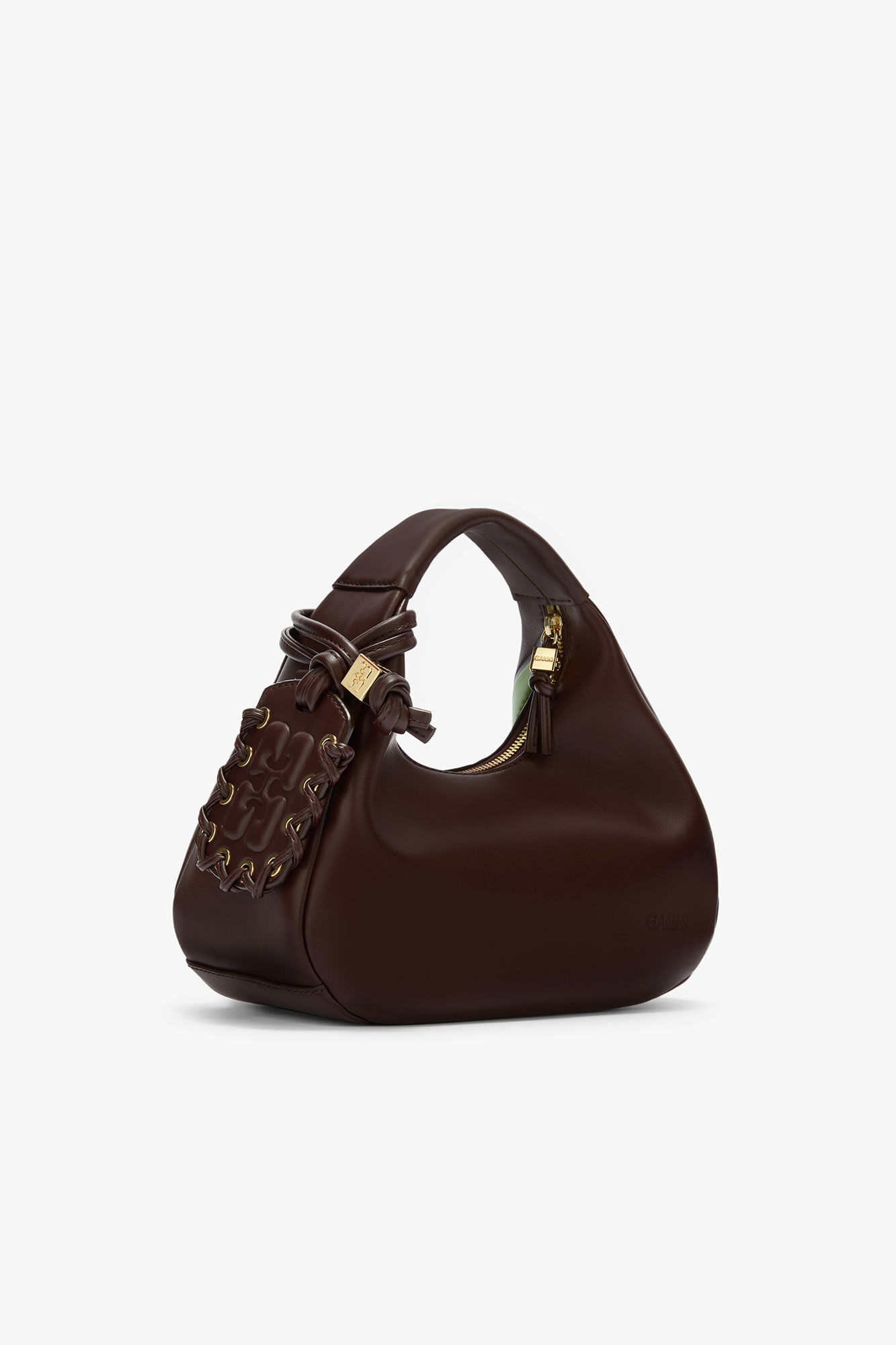 Daisy Duck Mini Hobo Bag in Brown, Recycled Leather, in colour Seal Brown - 2 - GANNI