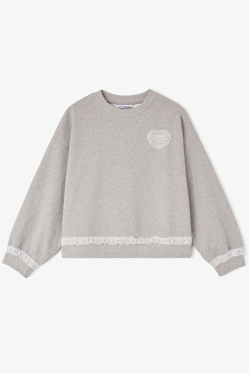 Sweatshirt in Grey Isoli, Organic Cotton, in colour Paloma - 1 - GANNI
