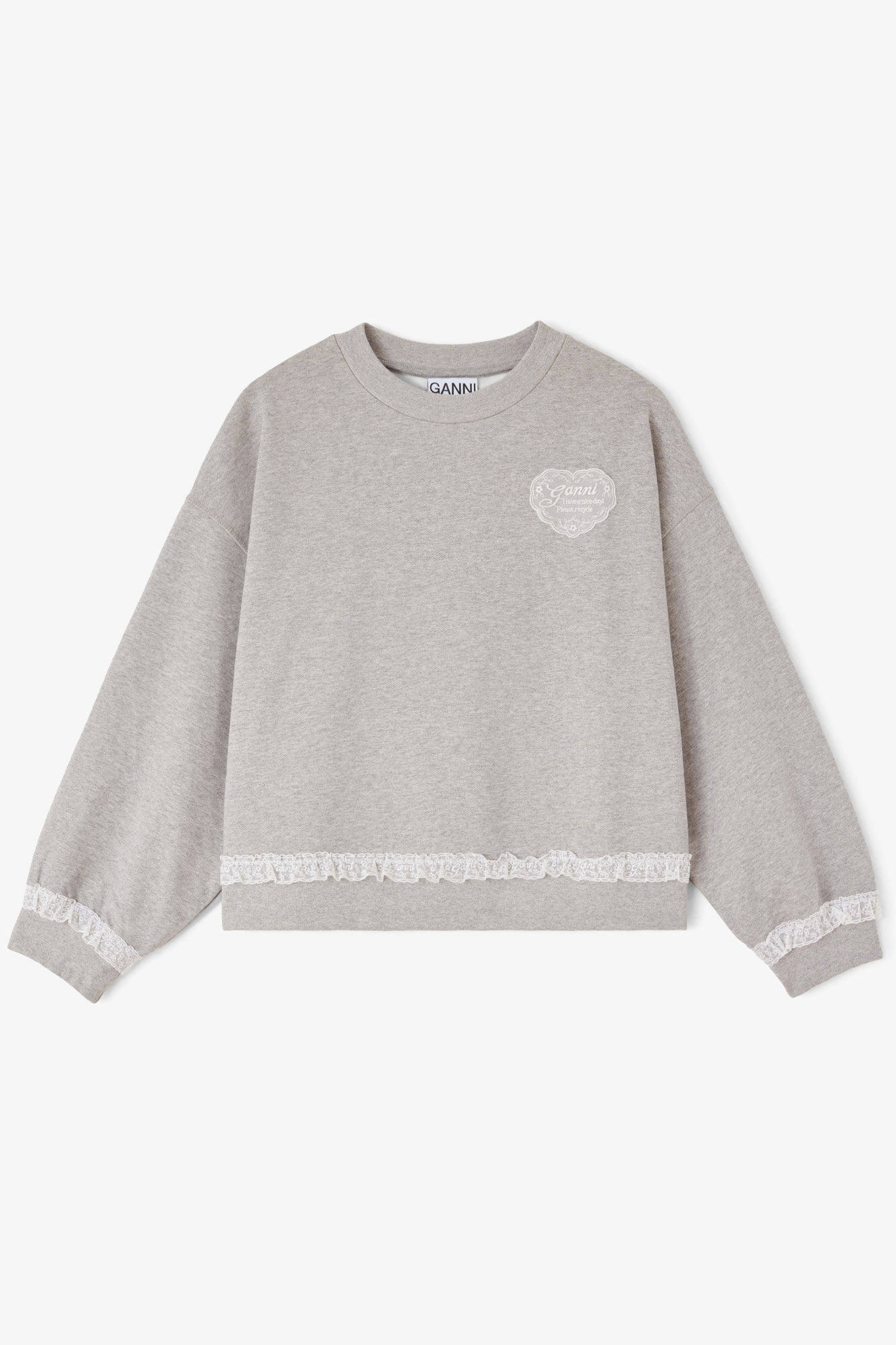 Sweatshirt in Grey Isoli, Organic Cotton, in colour Paloma - 1 - GANNI