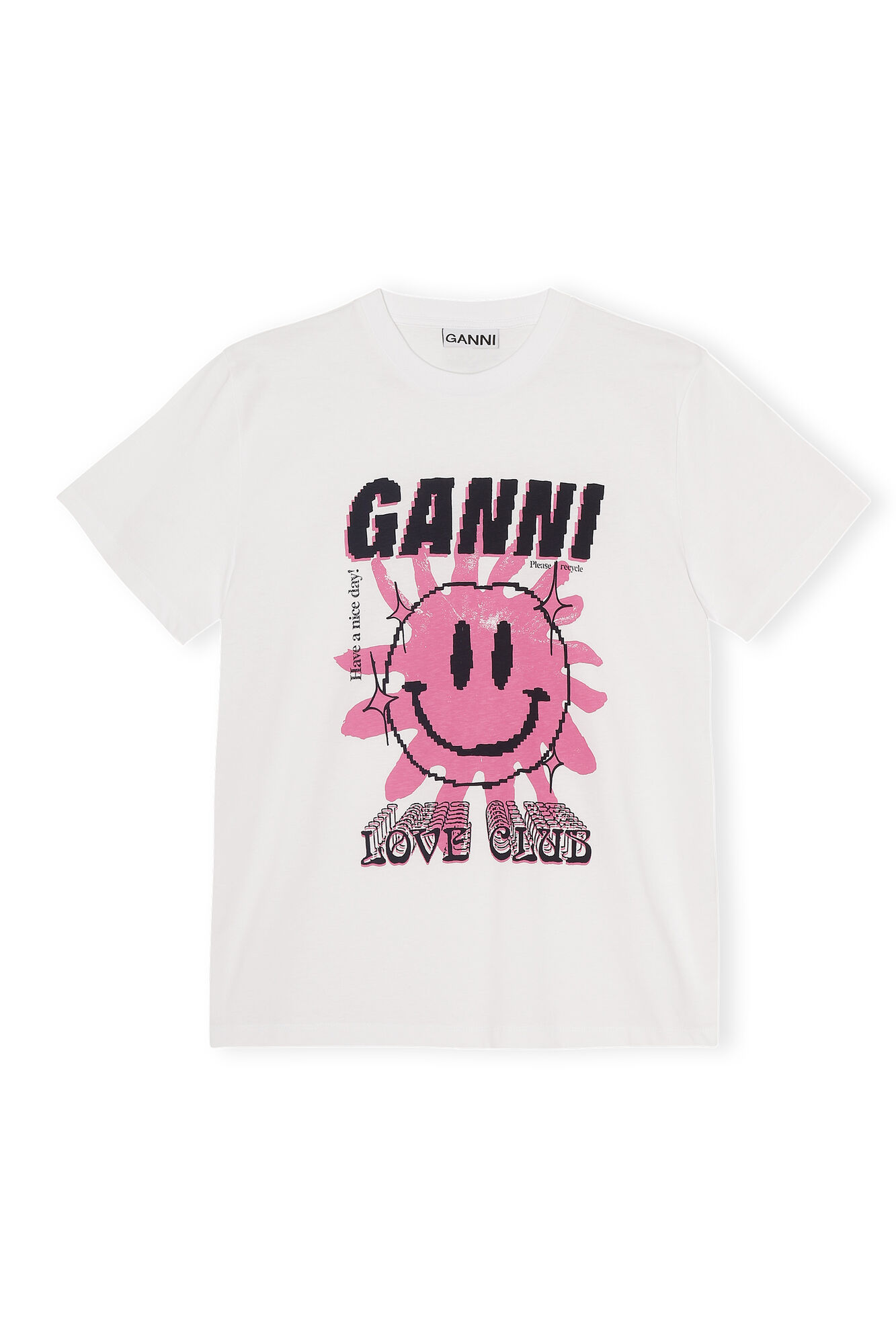 Love Club Tee, Cotton, in colour Bright White - 1 - GANNI