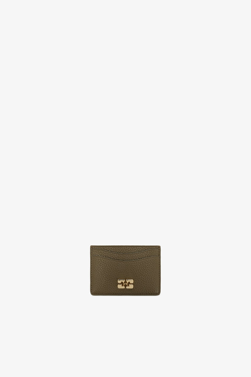 Bou Card Holder in Green, Polyurethane, in colour Military Olive - 1 - GANNI
